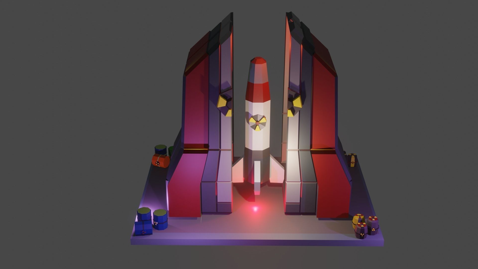 Nuclear Silo and Warhead Missile Ready to Fly  Low-poly 3D model_9