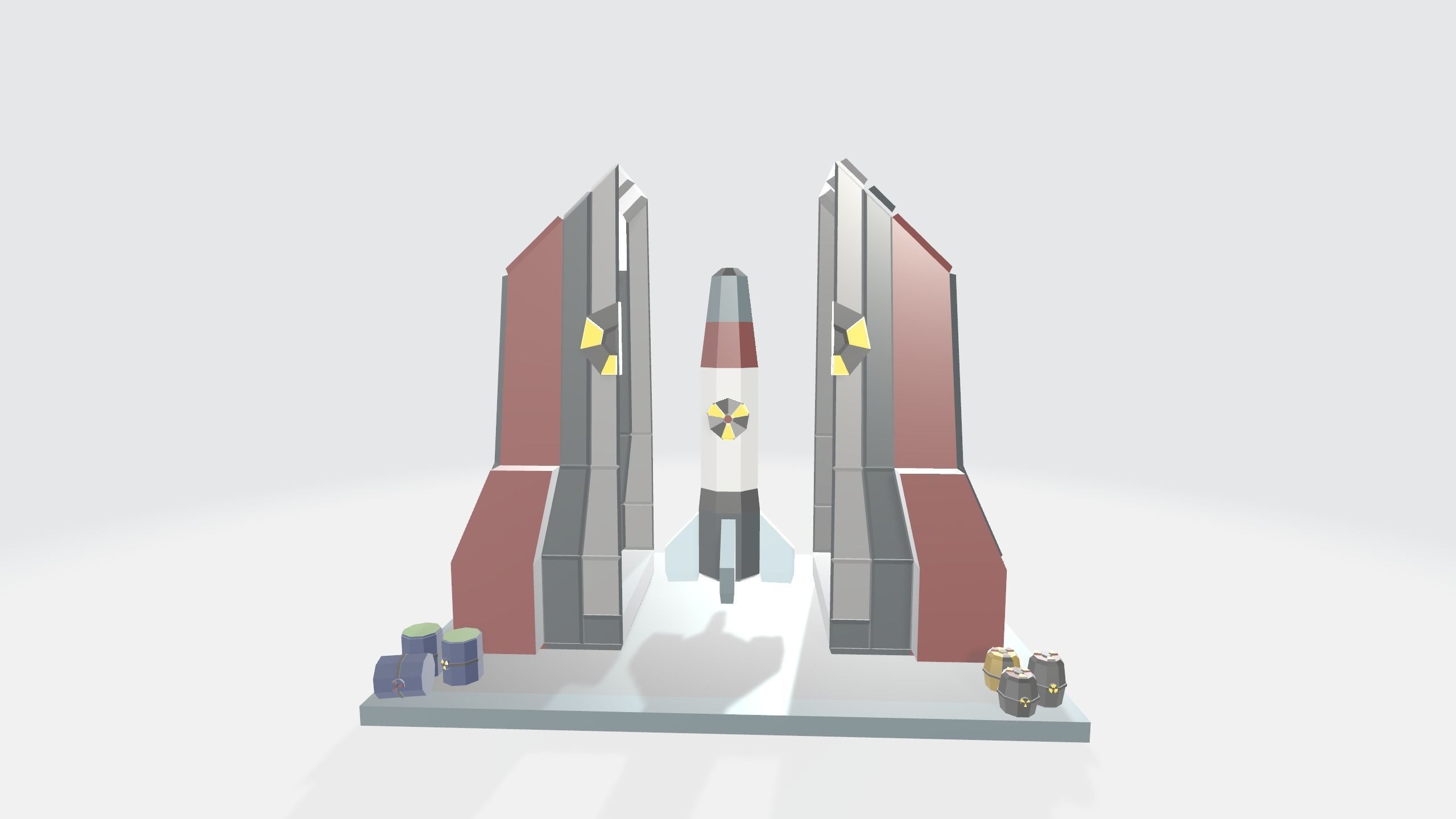 Nuclear Silo and Warhead Missile Ready to Fly  Low-poly 3D model_15