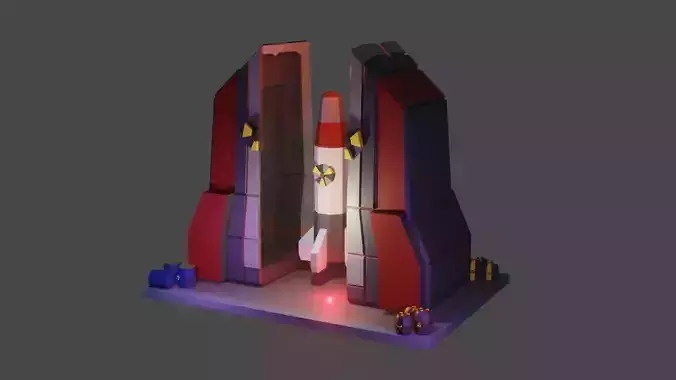 Nuclear Silo and Warhead Missile Ready to Fly  Low-poly 3D model