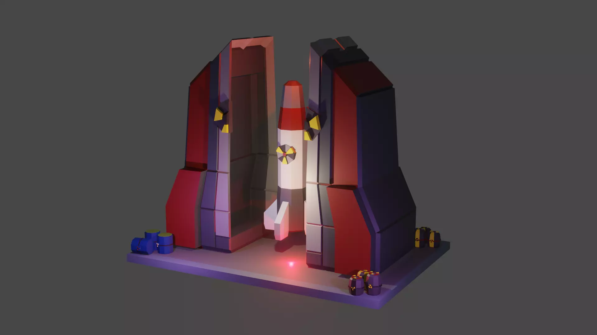 Nuclear Silo and Warhead Missile Ready to Fly  Low-poly 3D model_0