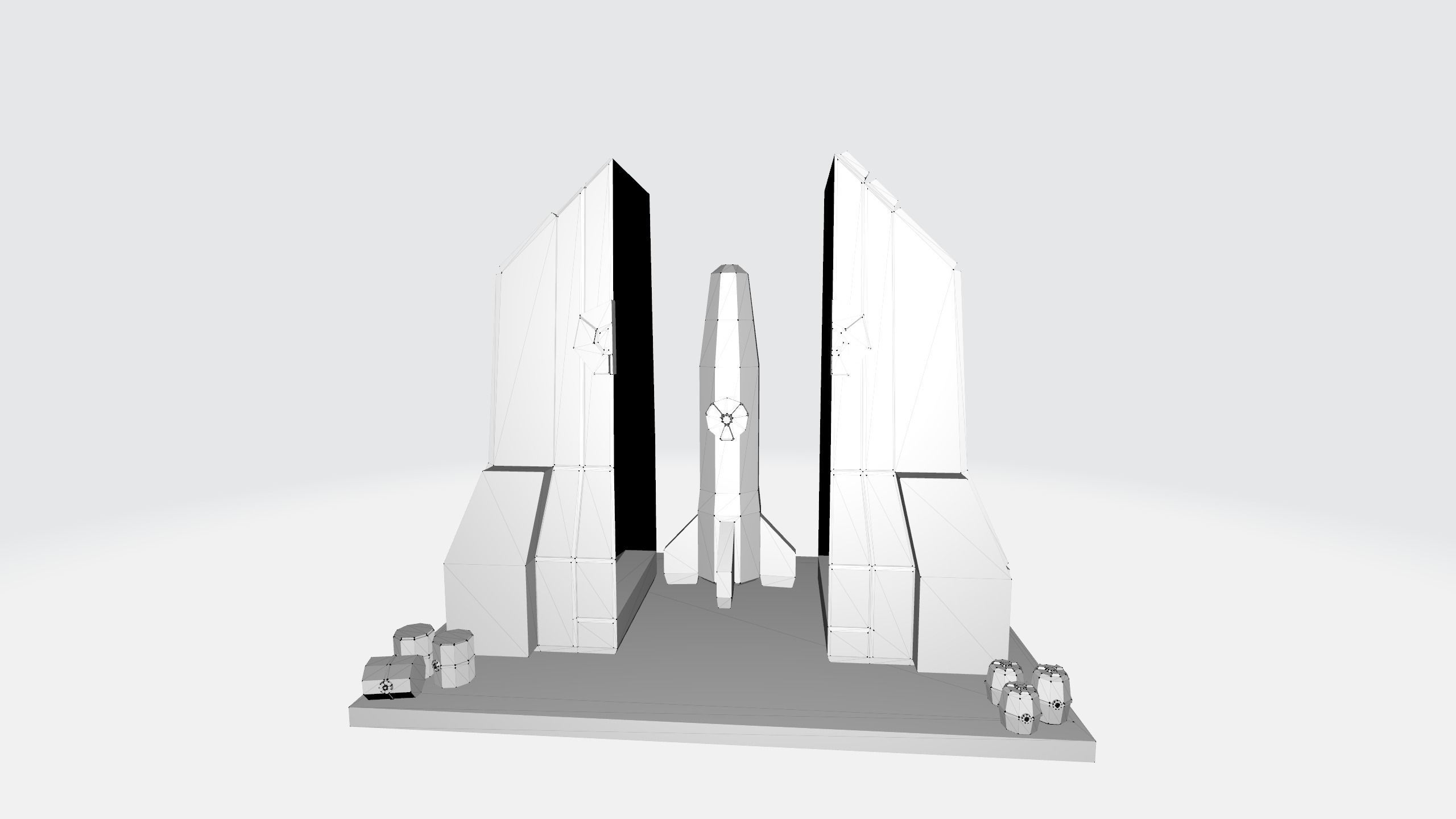Nuclear Silo and Warhead Missile Ready to Fly  Low-poly 3D model_21