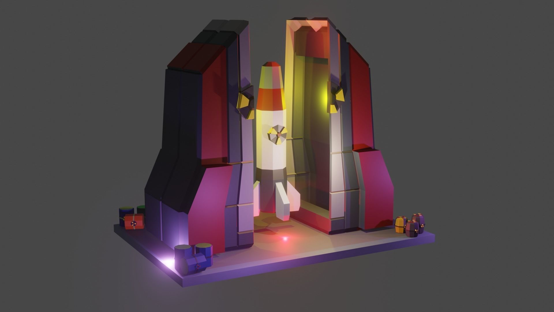 Nuclear Silo and Warhead Missile Ready to Fly  Low-poly 3D model_1