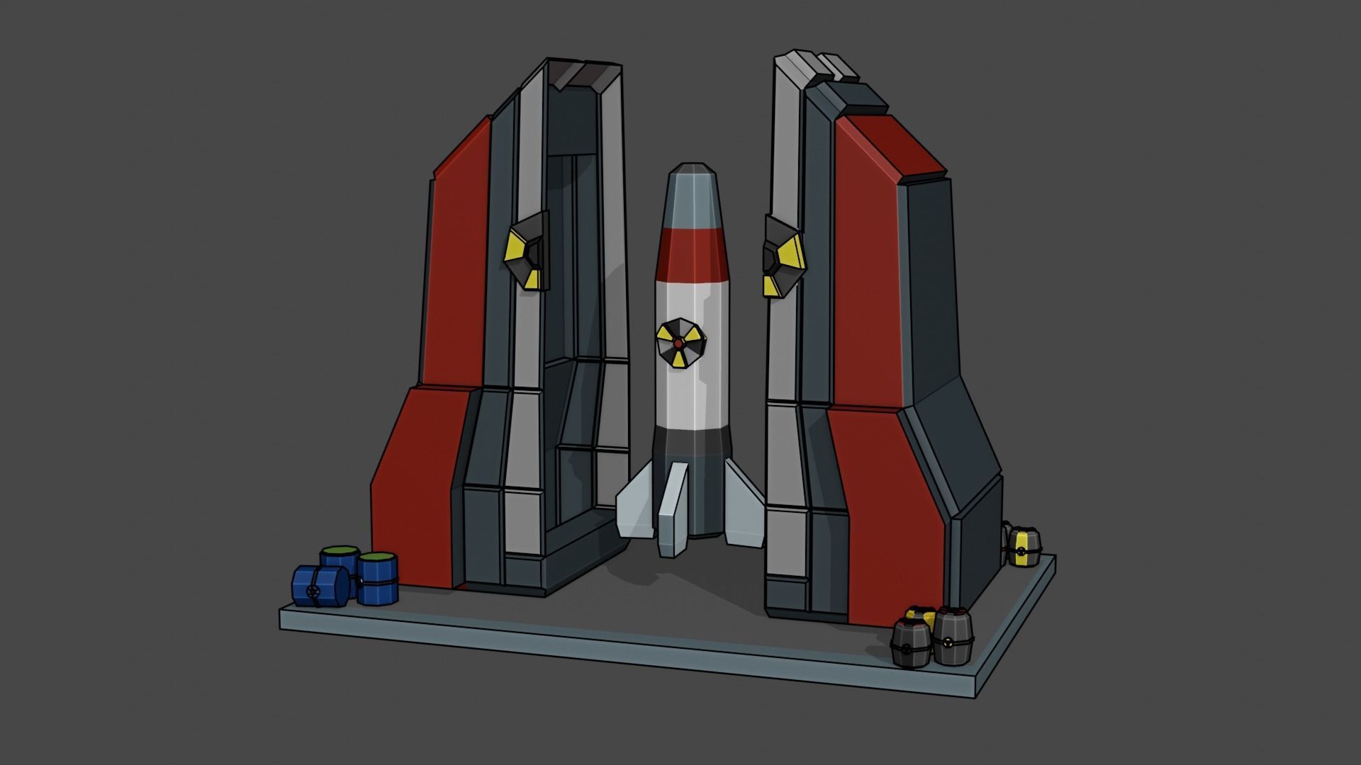 Nuclear Silo and Warhead Missile Ready to Fly  Low-poly 3D model_5