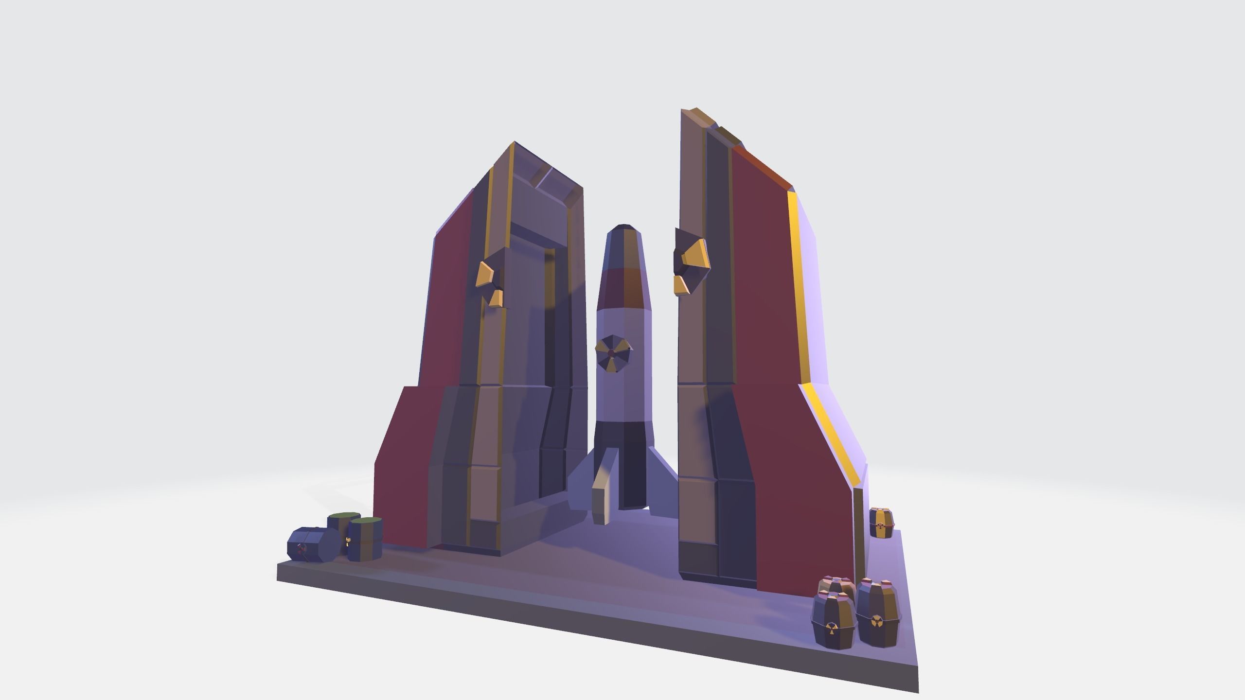 Nuclear Silo and Warhead Missile Ready to Fly  Low-poly 3D model_14