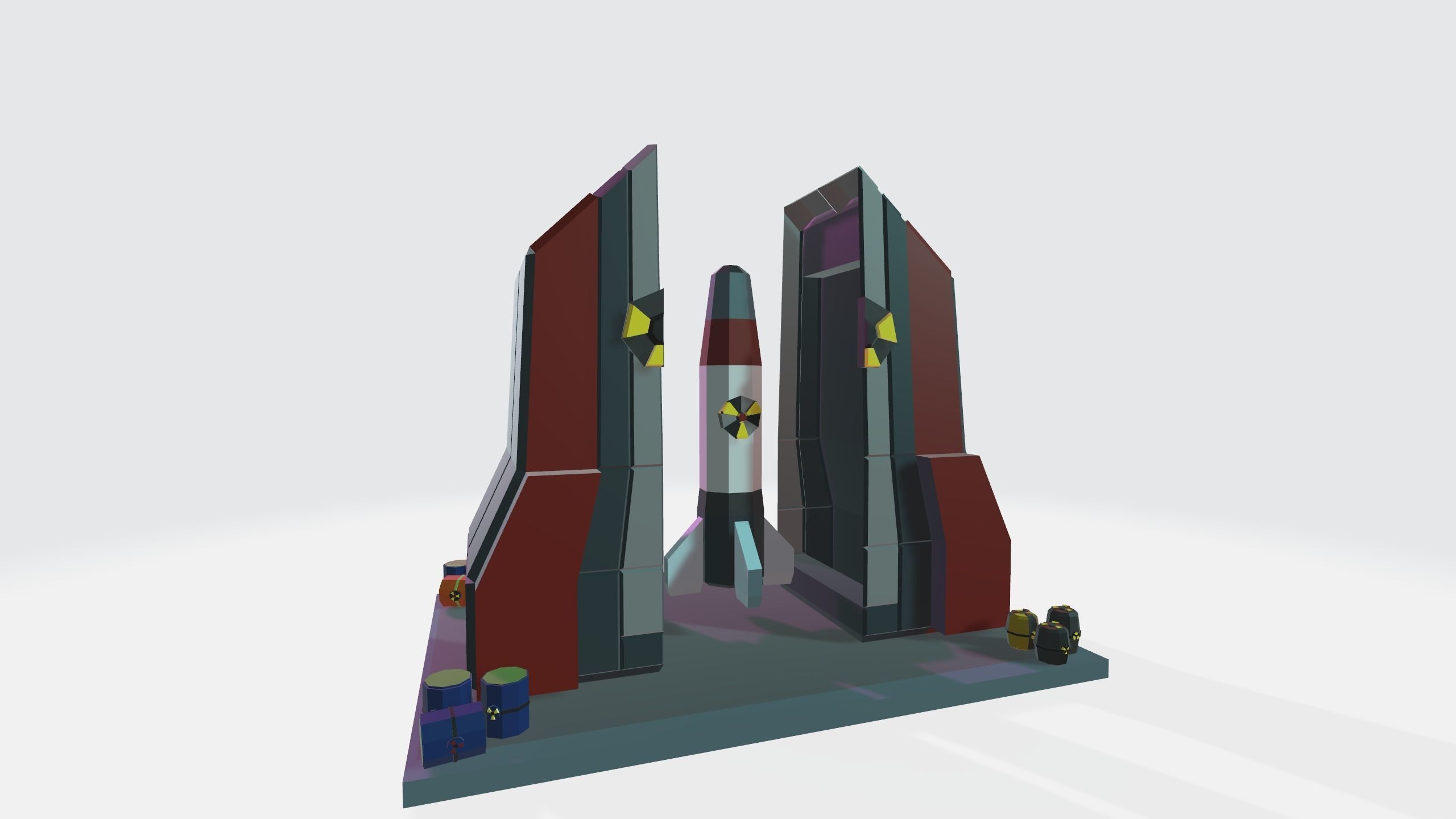 Nuclear Silo and Warhead Missile Ready to Fly  Low-poly 3D model_12