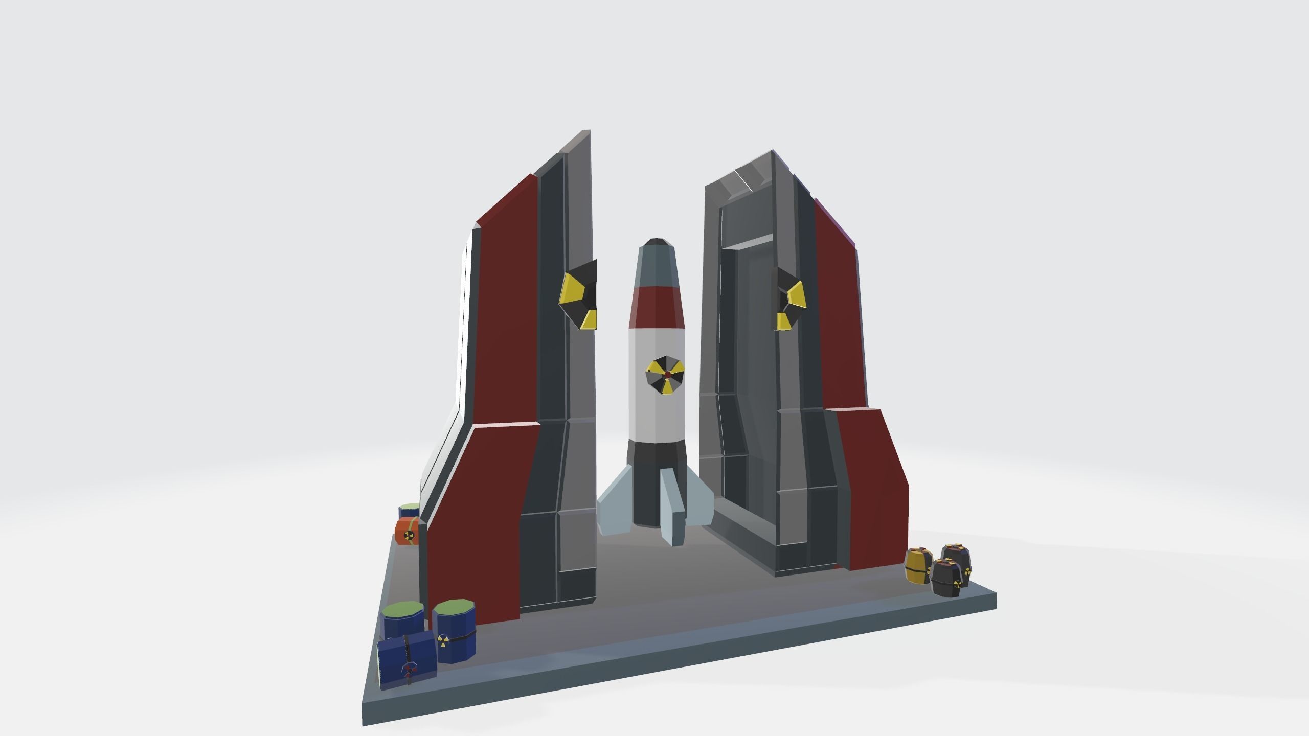Nuclear Silo and Warhead Missile Ready to Fly  Low-poly 3D model_11