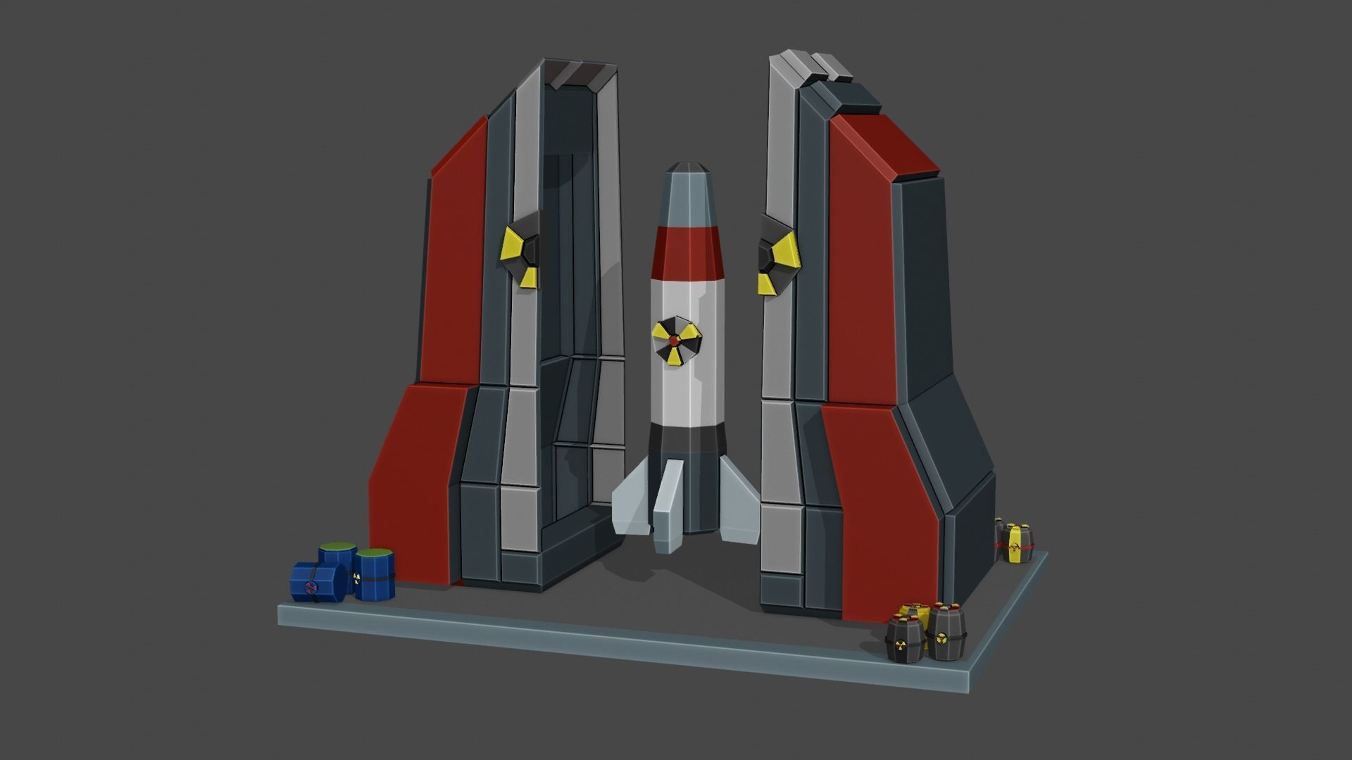 Nuclear Silo and Warhead Missile Ready to Fly  Low-poly 3D model_4