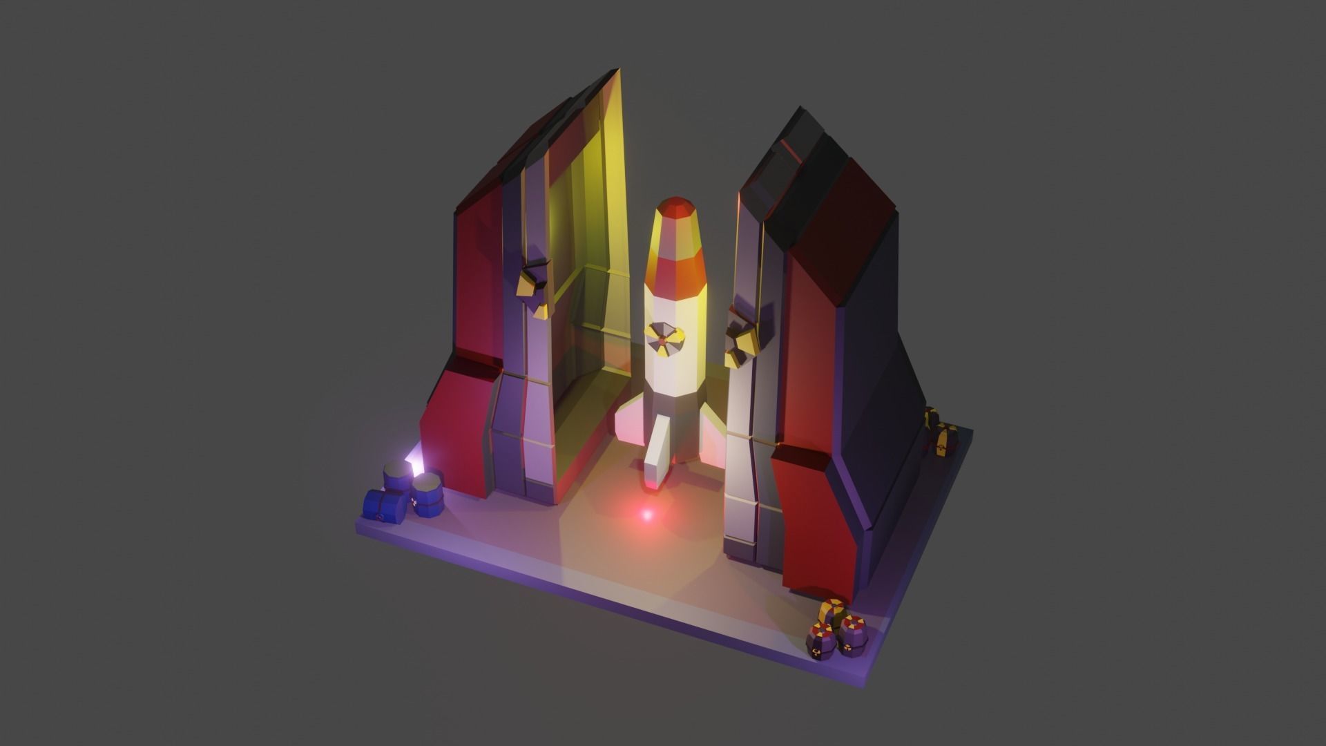 Nuclear Silo and Warhead Missile Ready to Fly  Low-poly 3D model_6