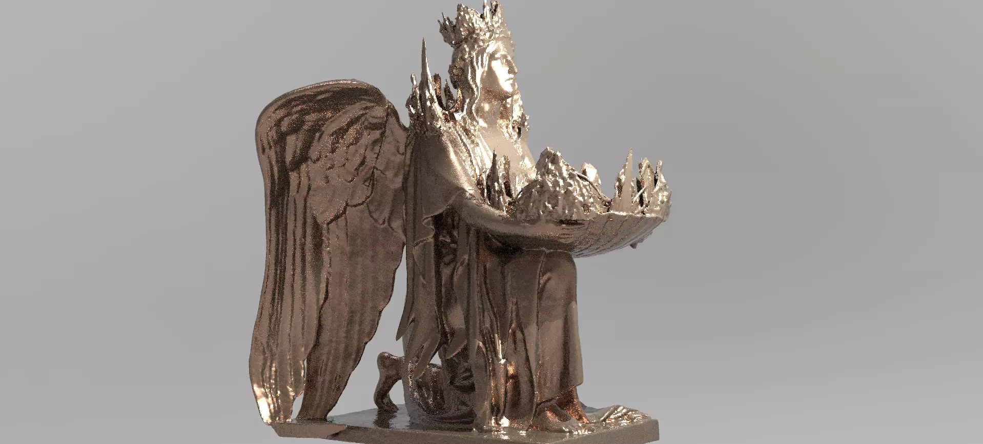 Kings Crown angel Fountain 3D model_0