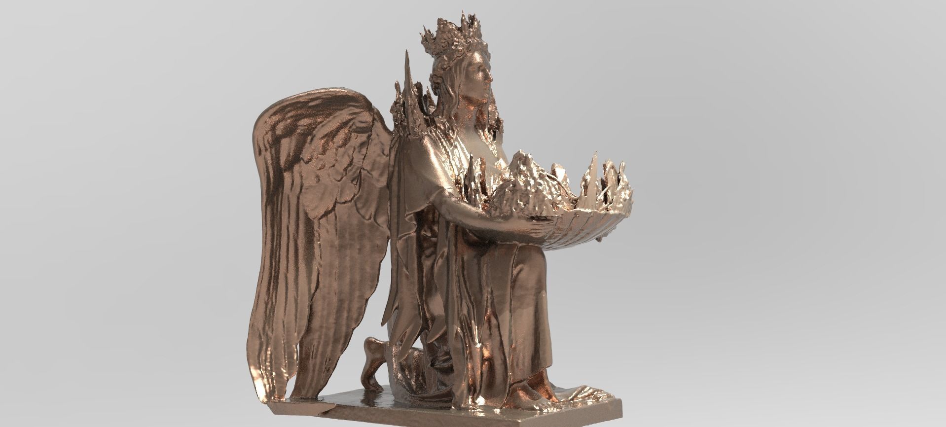 Kings Crown angel Fountain 3D model_1