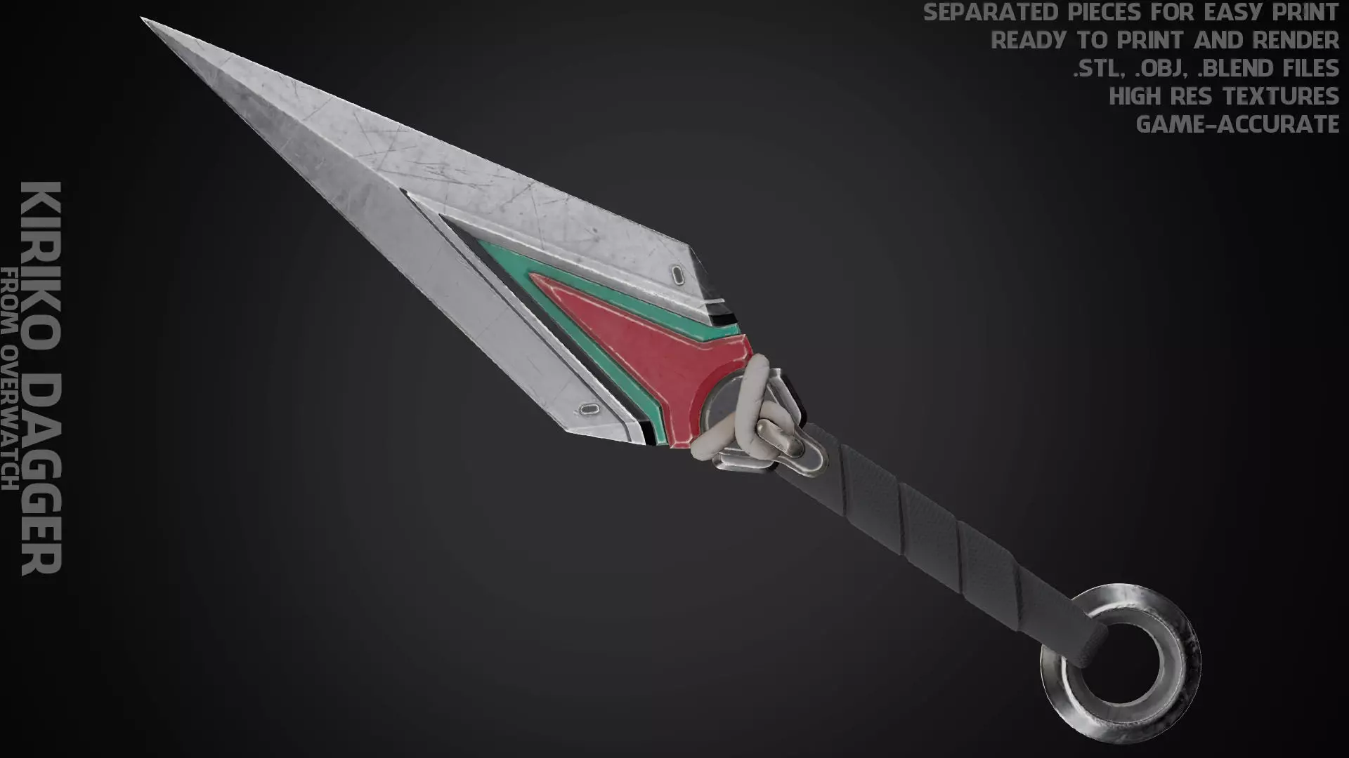 Overwatch 2 Kiriko Kunai Dagger for cosplay 3D print model_0