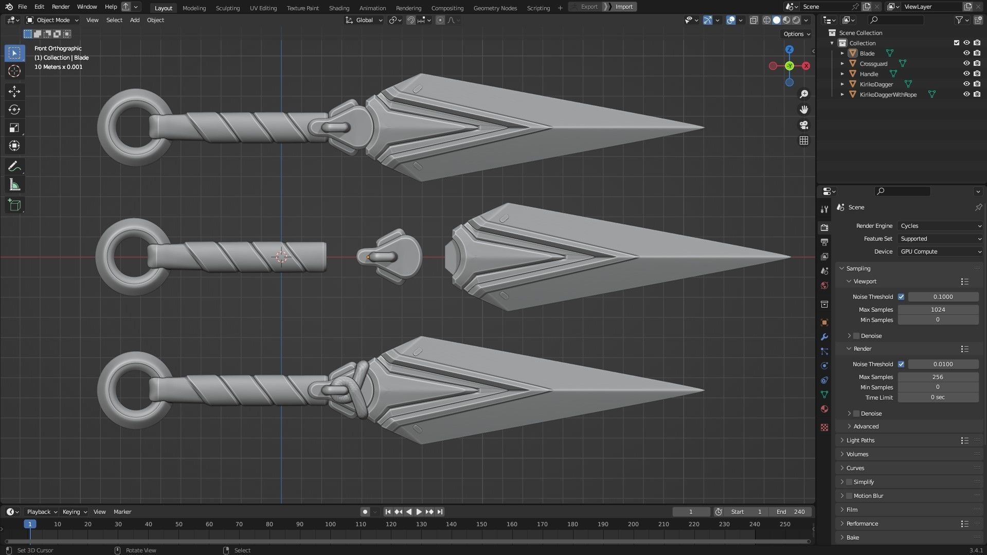 Overwatch 2 Kiriko Kunai Dagger for cosplay 3D print model_10