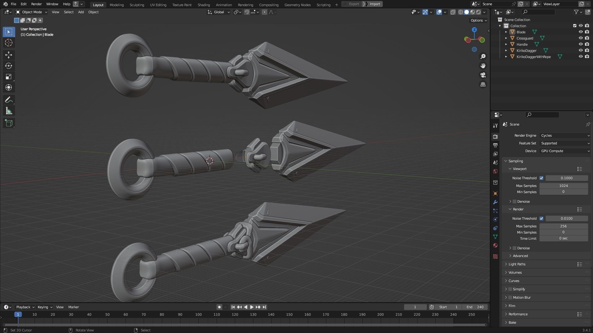 Overwatch 2 Kiriko Kunai Dagger for cosplay 3D print model_11