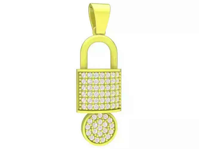 asian diamond lock pendant 3947