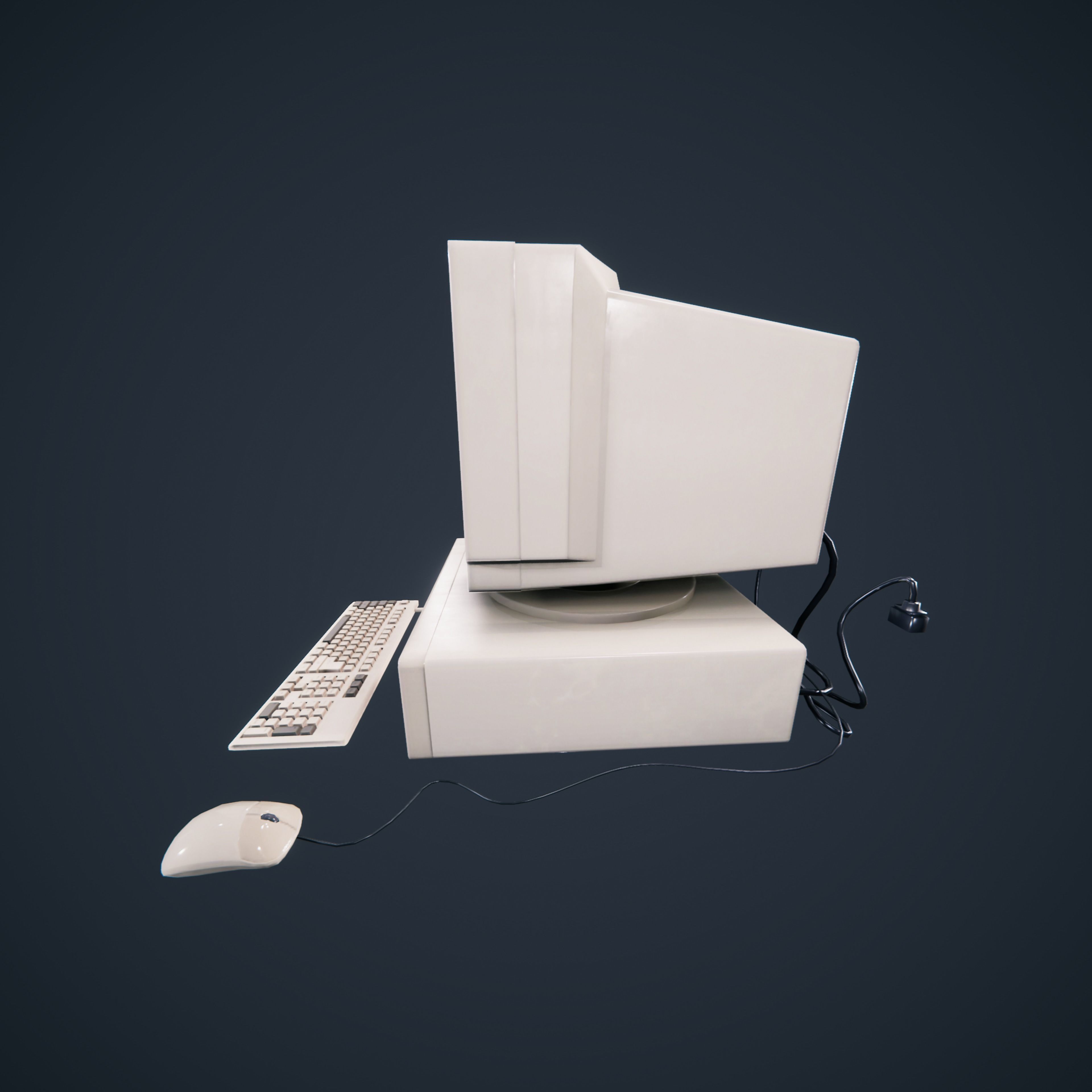 90s Pc Desktop VR low poly Low-poly 3D model_2