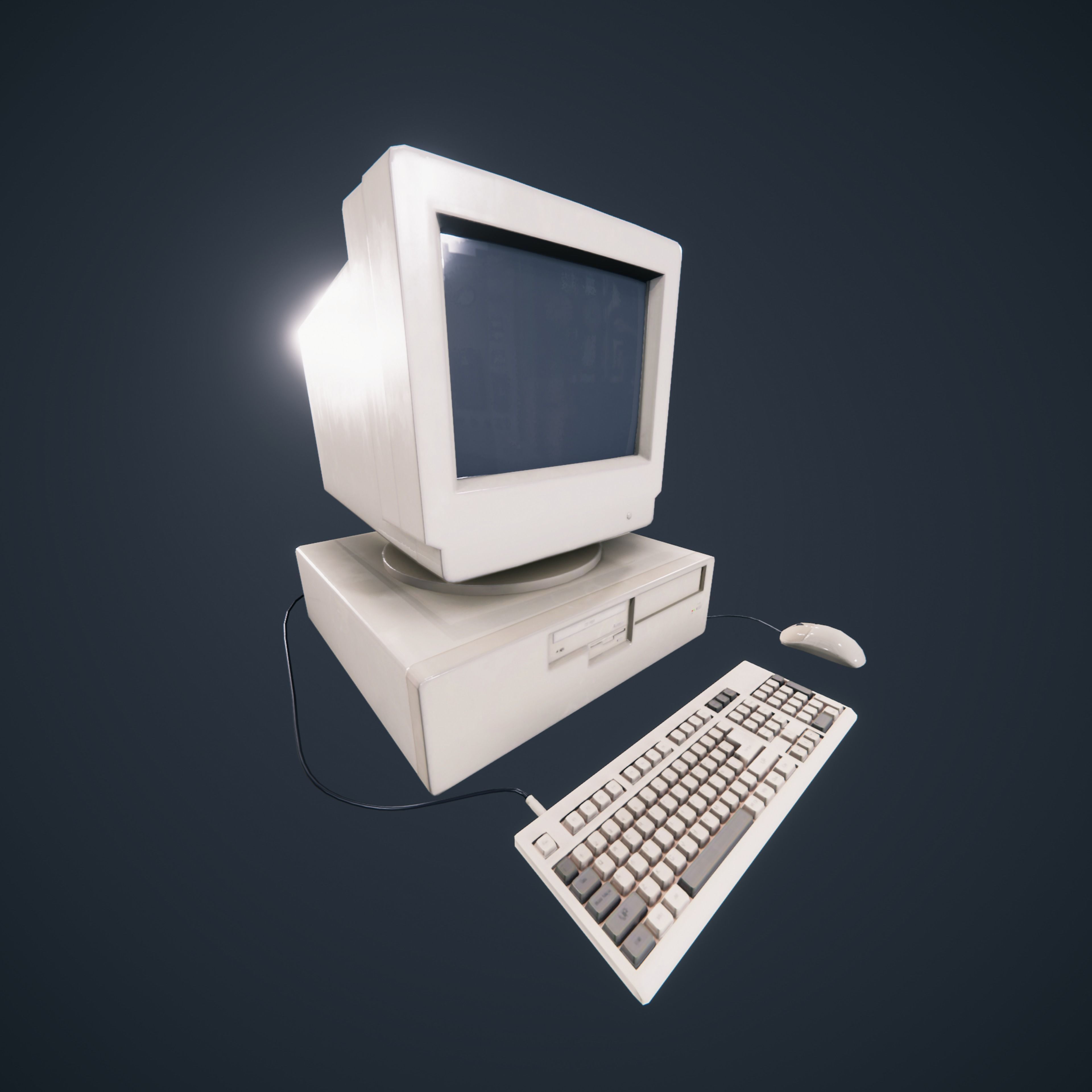 90s Pc Desktop VR low poly Low-poly 3D model_6