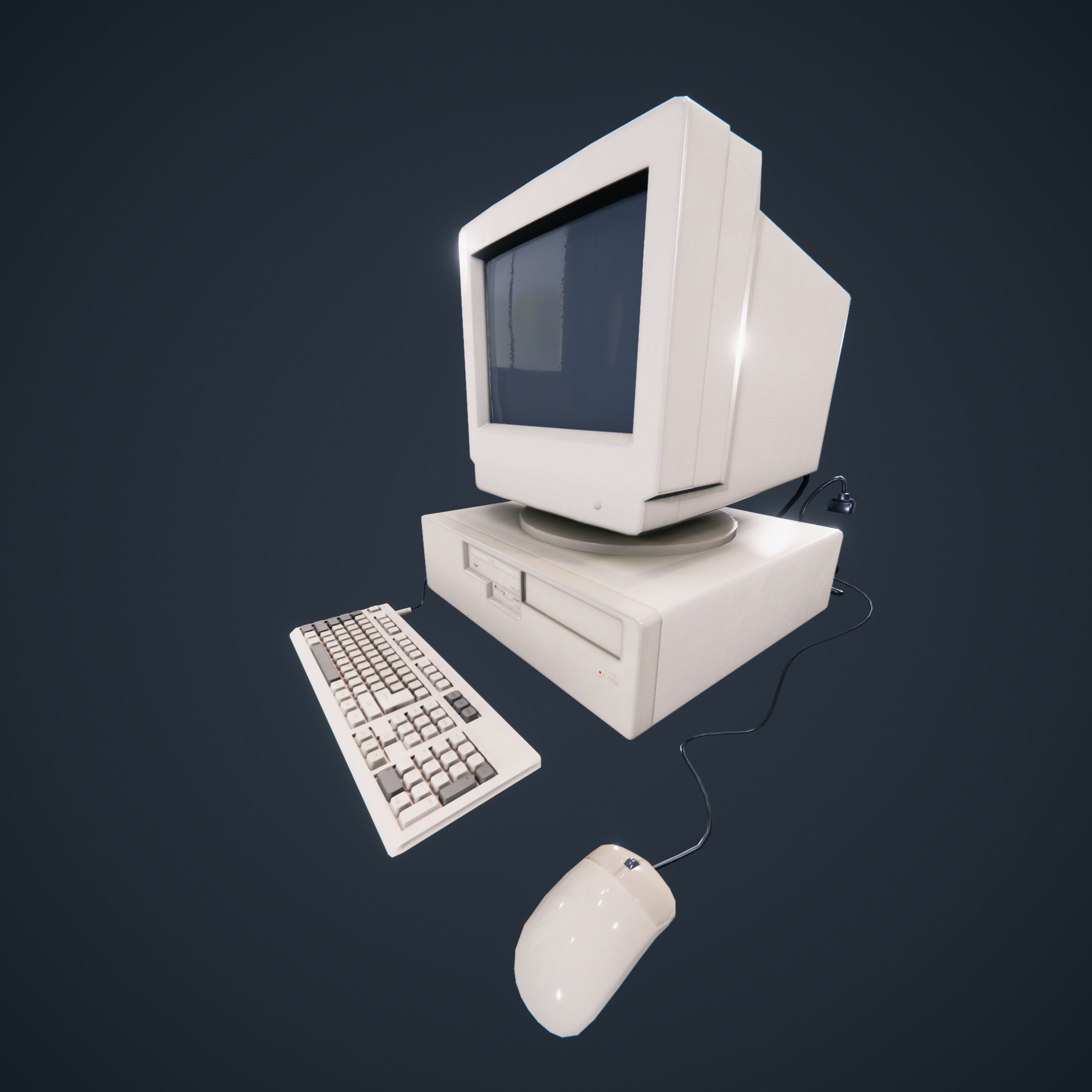 90s Pc Desktop VR low poly Low-poly 3D model_8