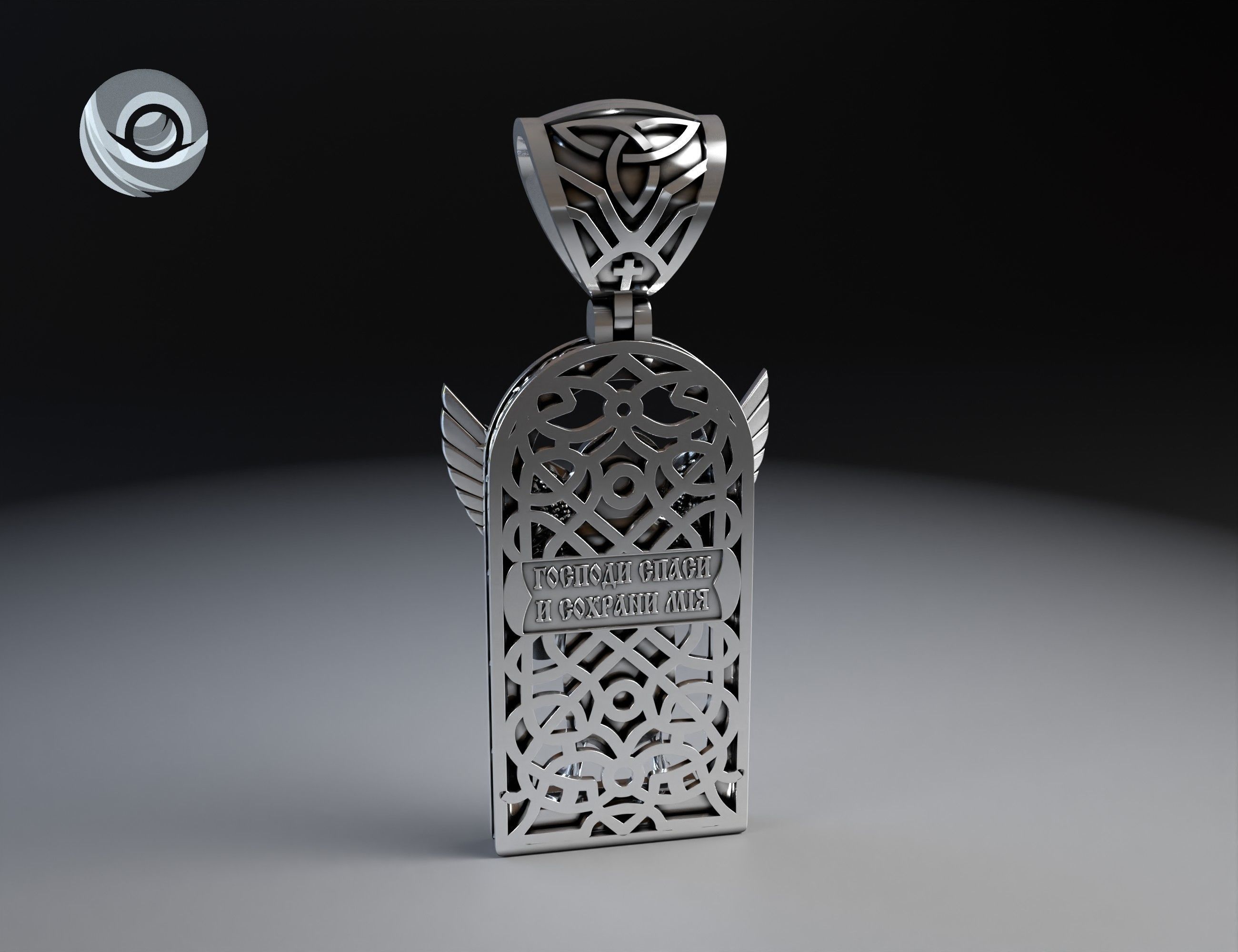 Pendant Archangel Michael model for printing and jewelry casting 3D print model_3