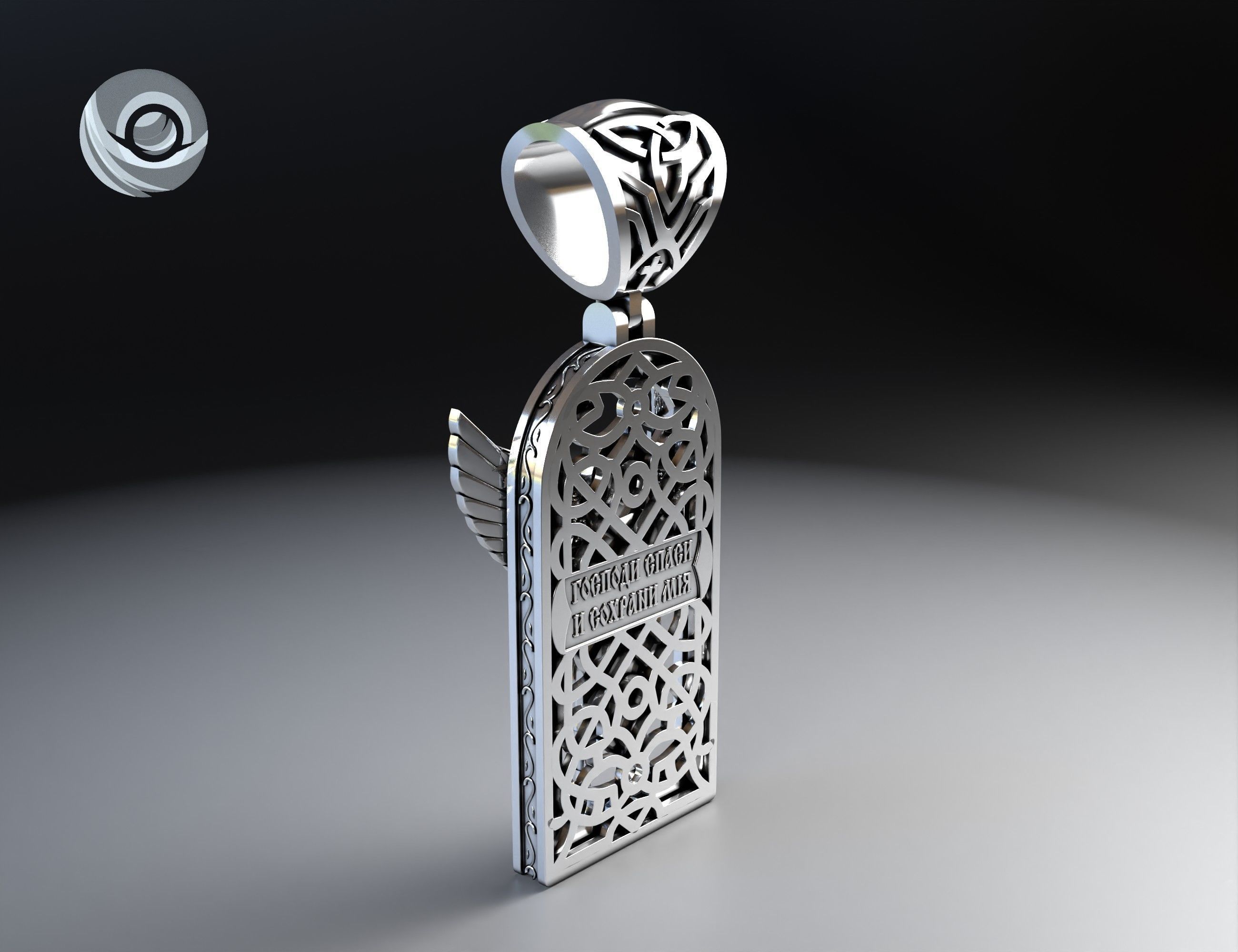 Pendant Archangel Michael model for printing and jewelry casting 3D print model_2