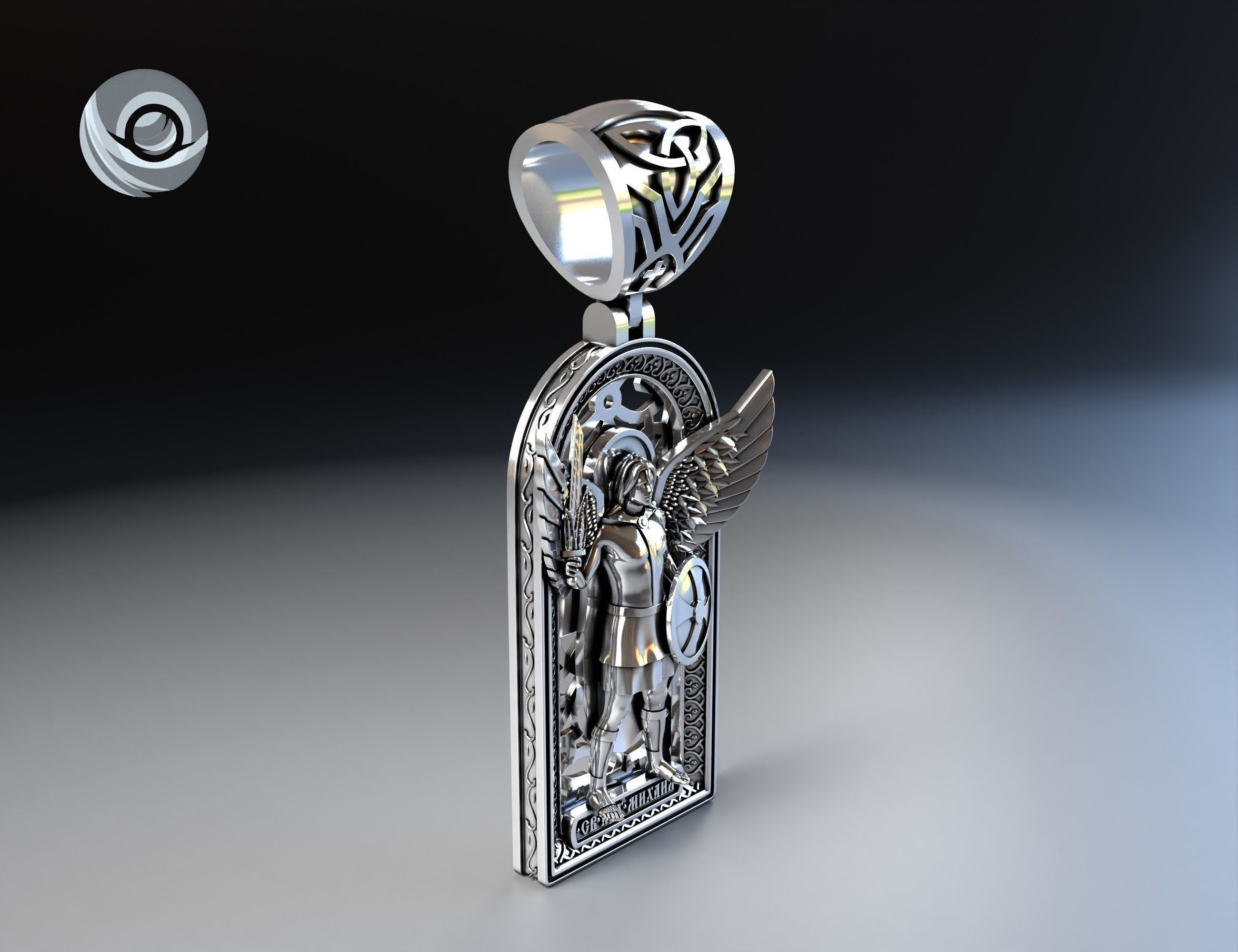 Pendant Archangel Michael model for printing and jewelry casting 3D print model_7