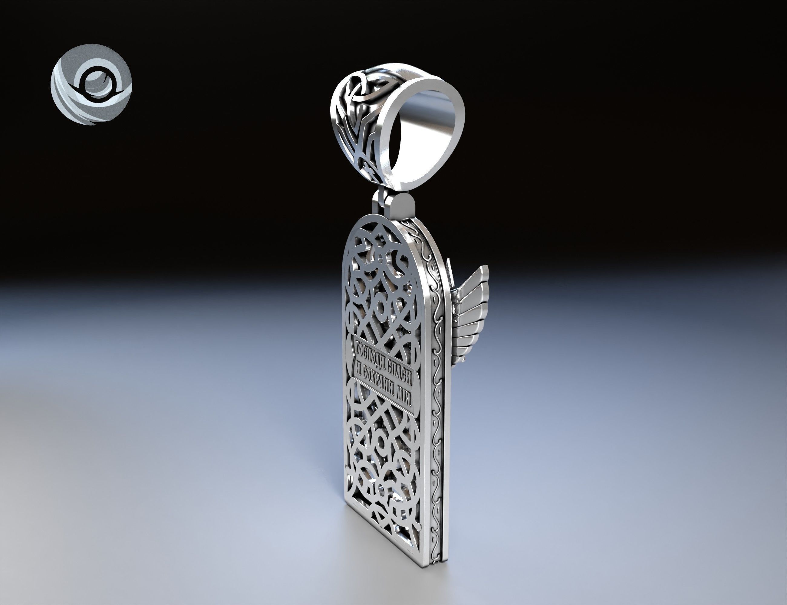 Pendant Archangel Michael model for printing and jewelry casting 3D print model_5