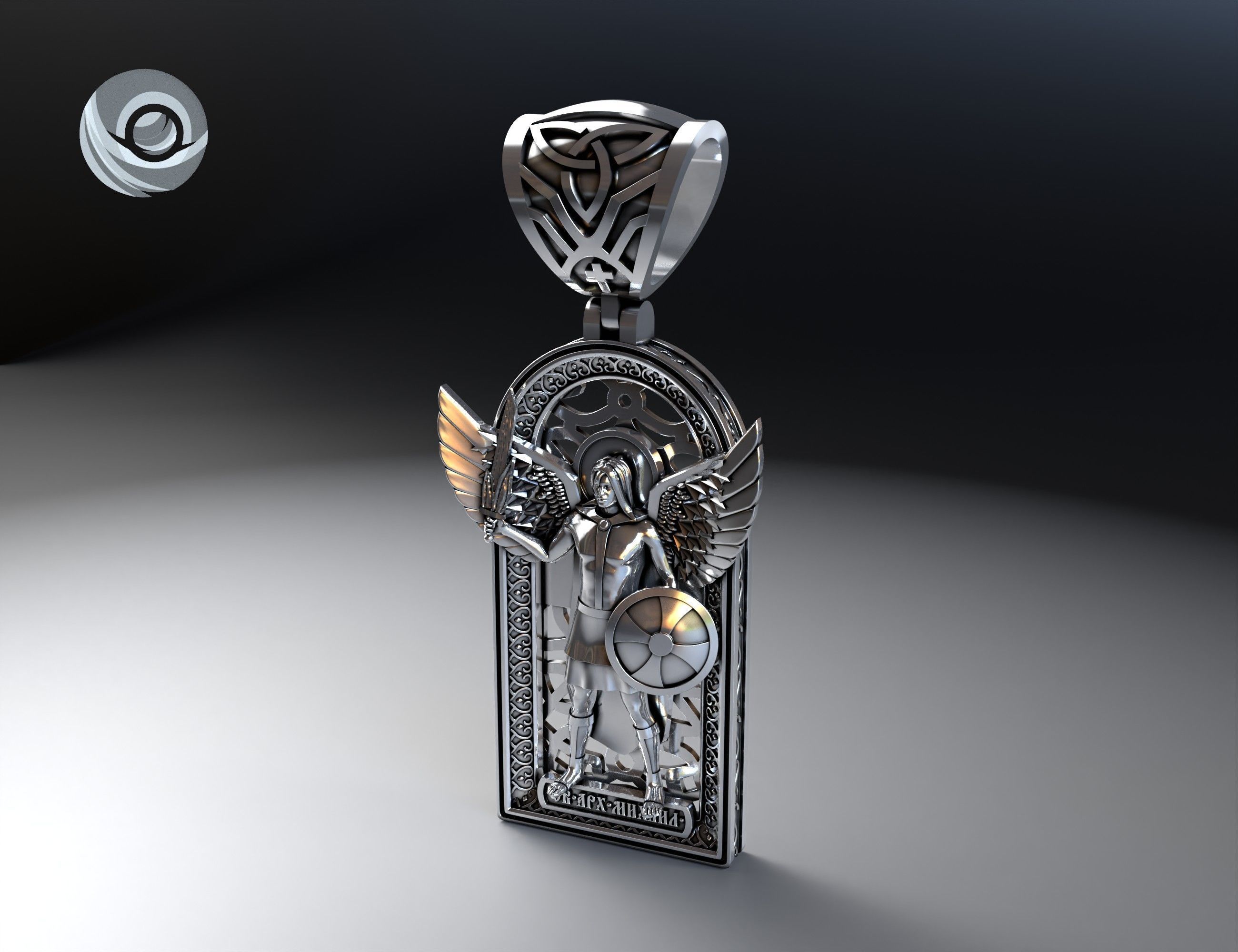 Pendant Archangel Michael model for printing and jewelry casting 3D print model_1