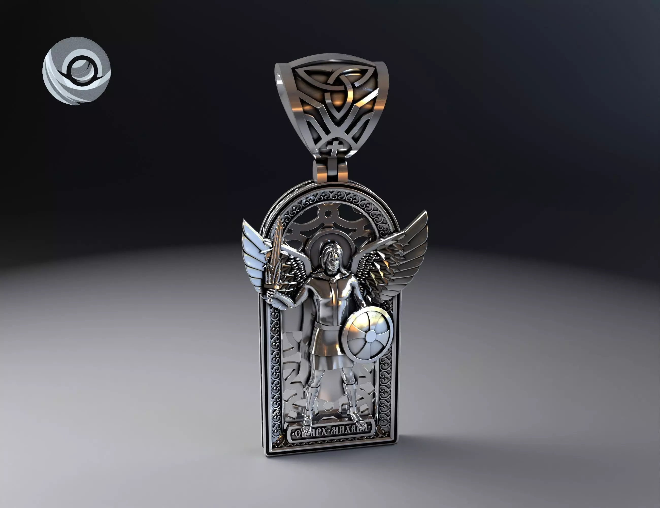 Pendant Archangel Michael model for printing and jewelry casting 3D print model_0