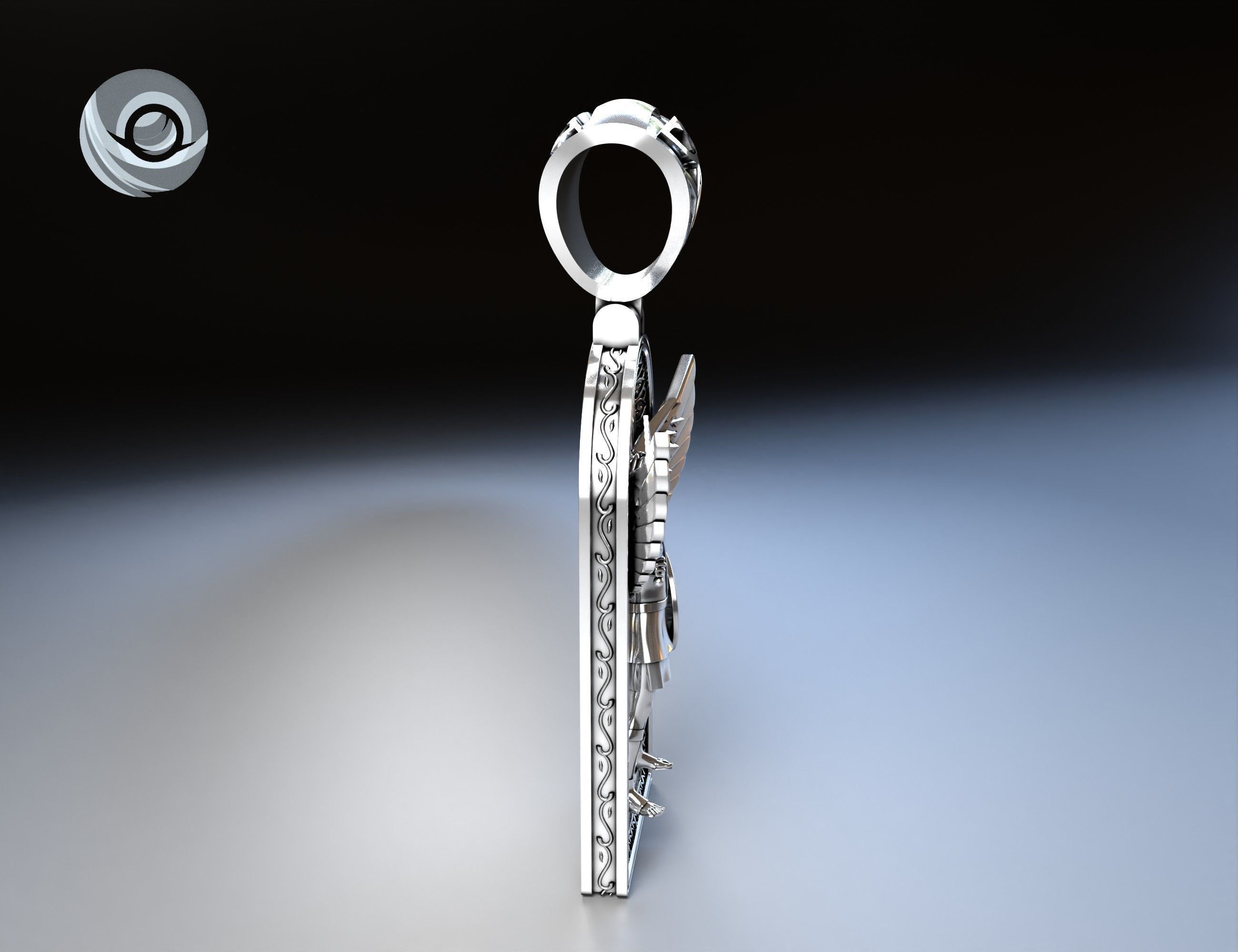 Pendant Archangel Michael model for printing and jewelry casting 3D print model_6