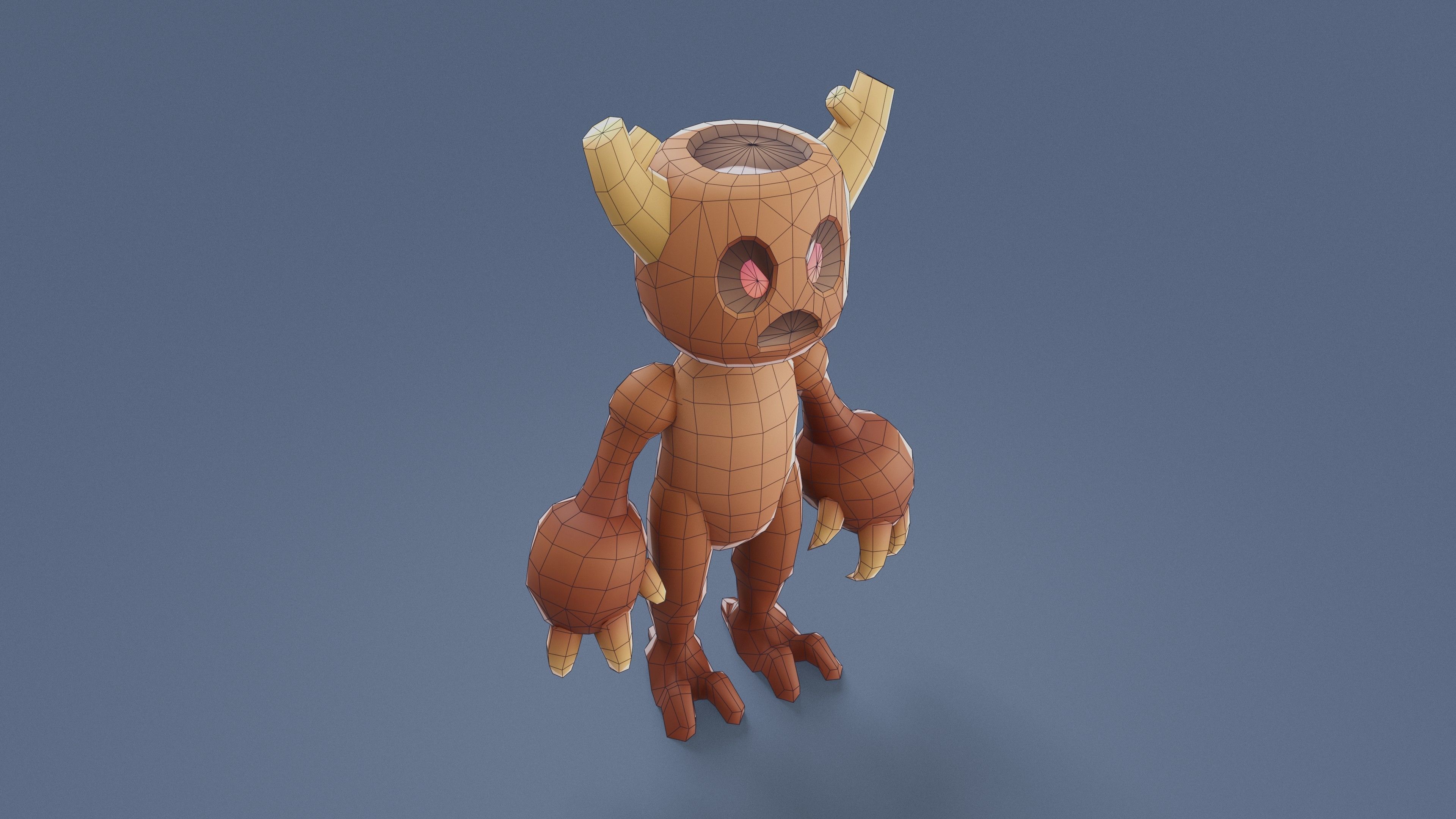 Cartoon Characters - Medium Woody Warrior Low-poly 3D model_17