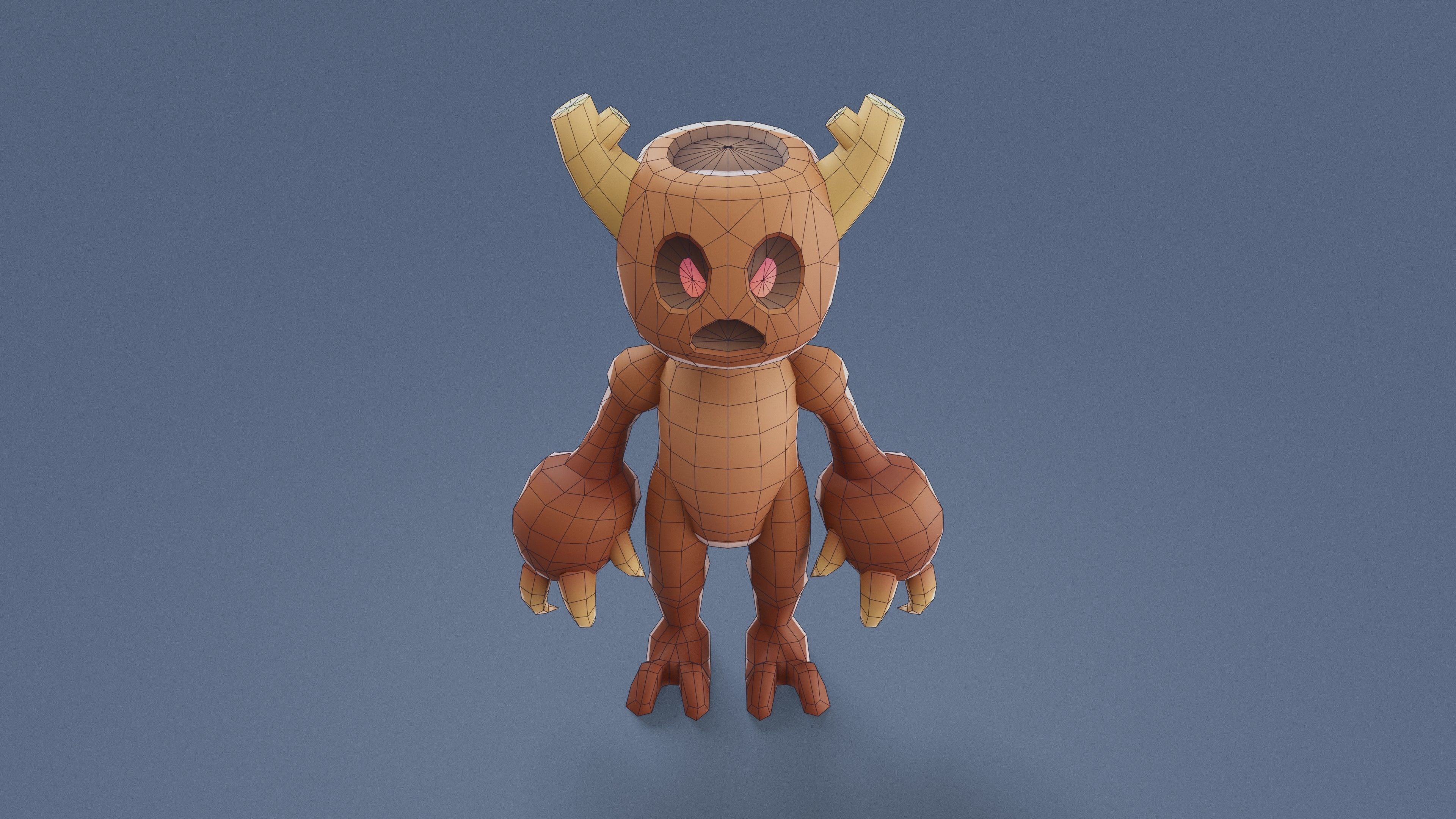 Cartoon Characters - Medium Woody Warrior Low-poly 3D model_18