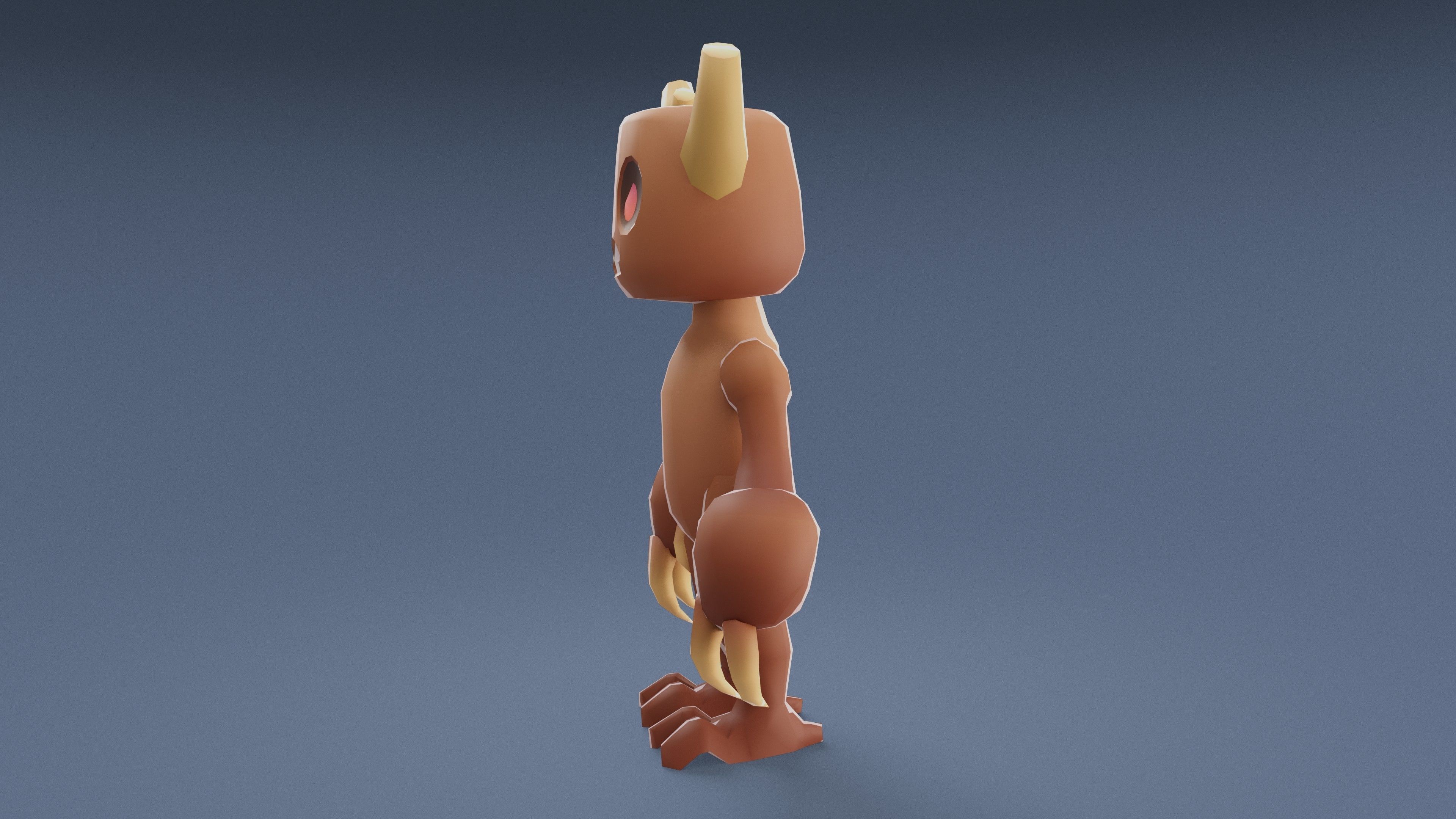 Cartoon Characters - Medium Woody Warrior Low-poly 3D model_8