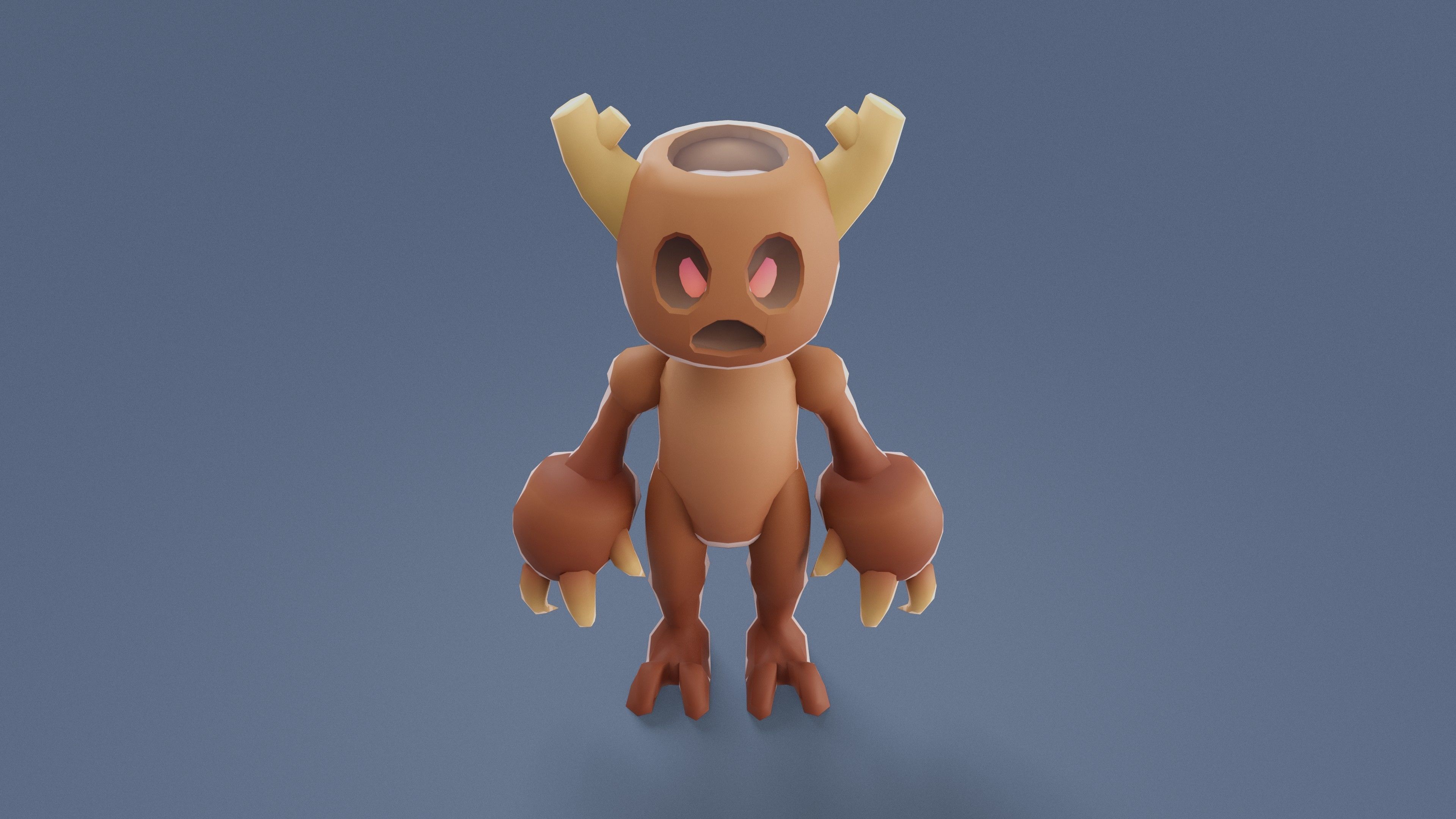 Cartoon Characters - Medium Woody Warrior Low-poly 3D model_7