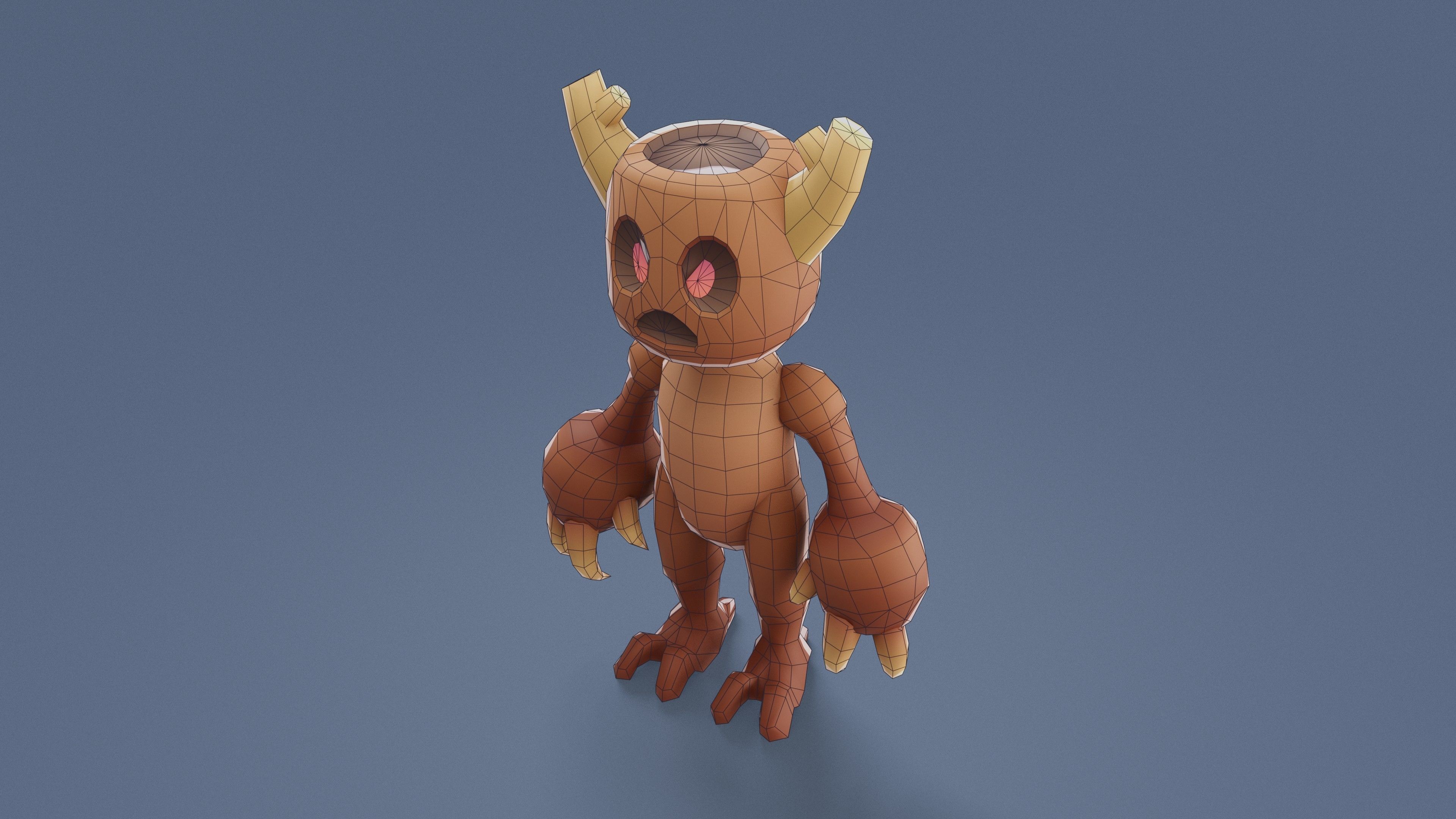 Cartoon Characters - Medium Woody Warrior Low-poly 3D model_11