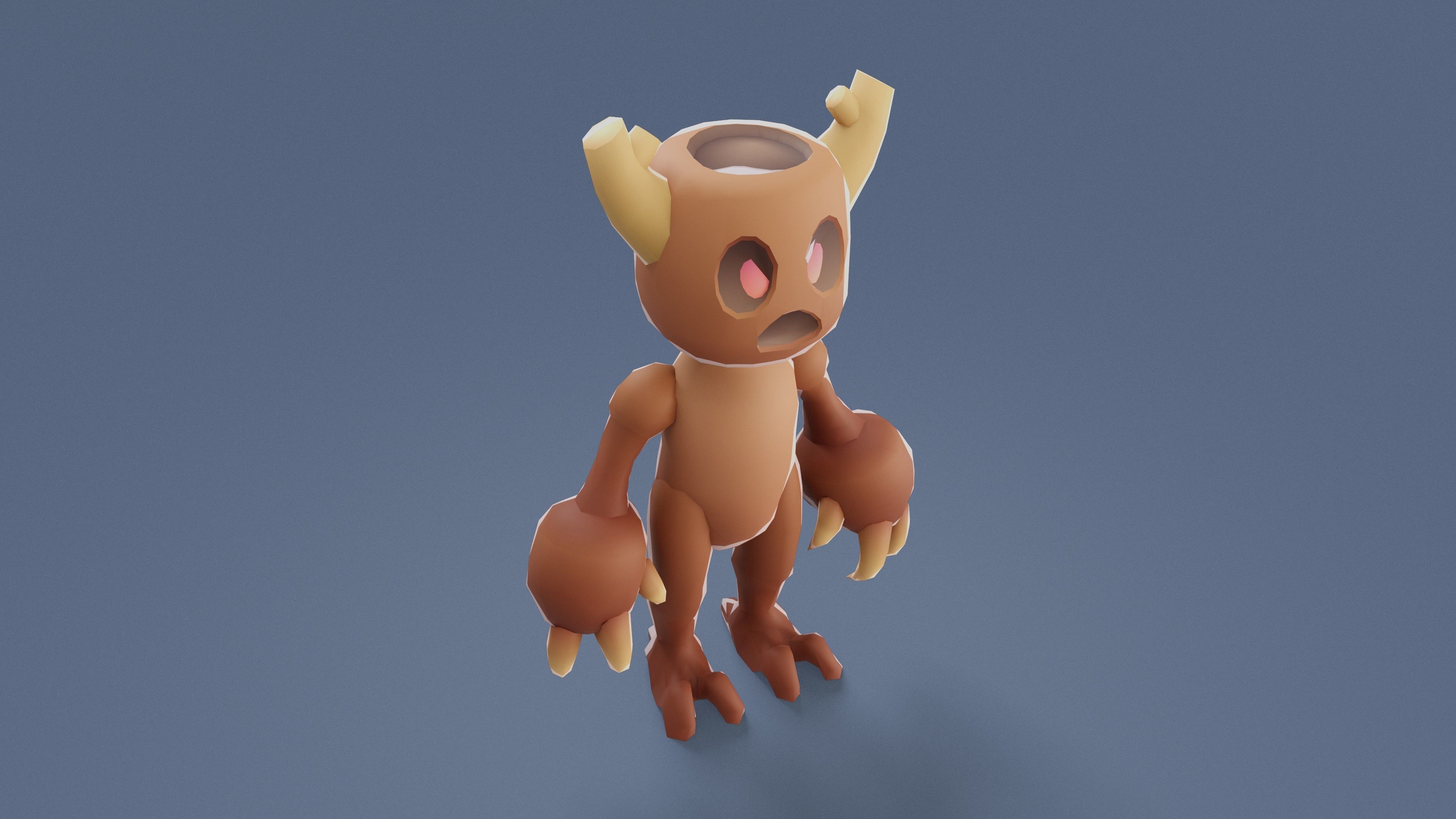 Cartoon Characters - Medium Woody Warrior Low-poly 3D model_6