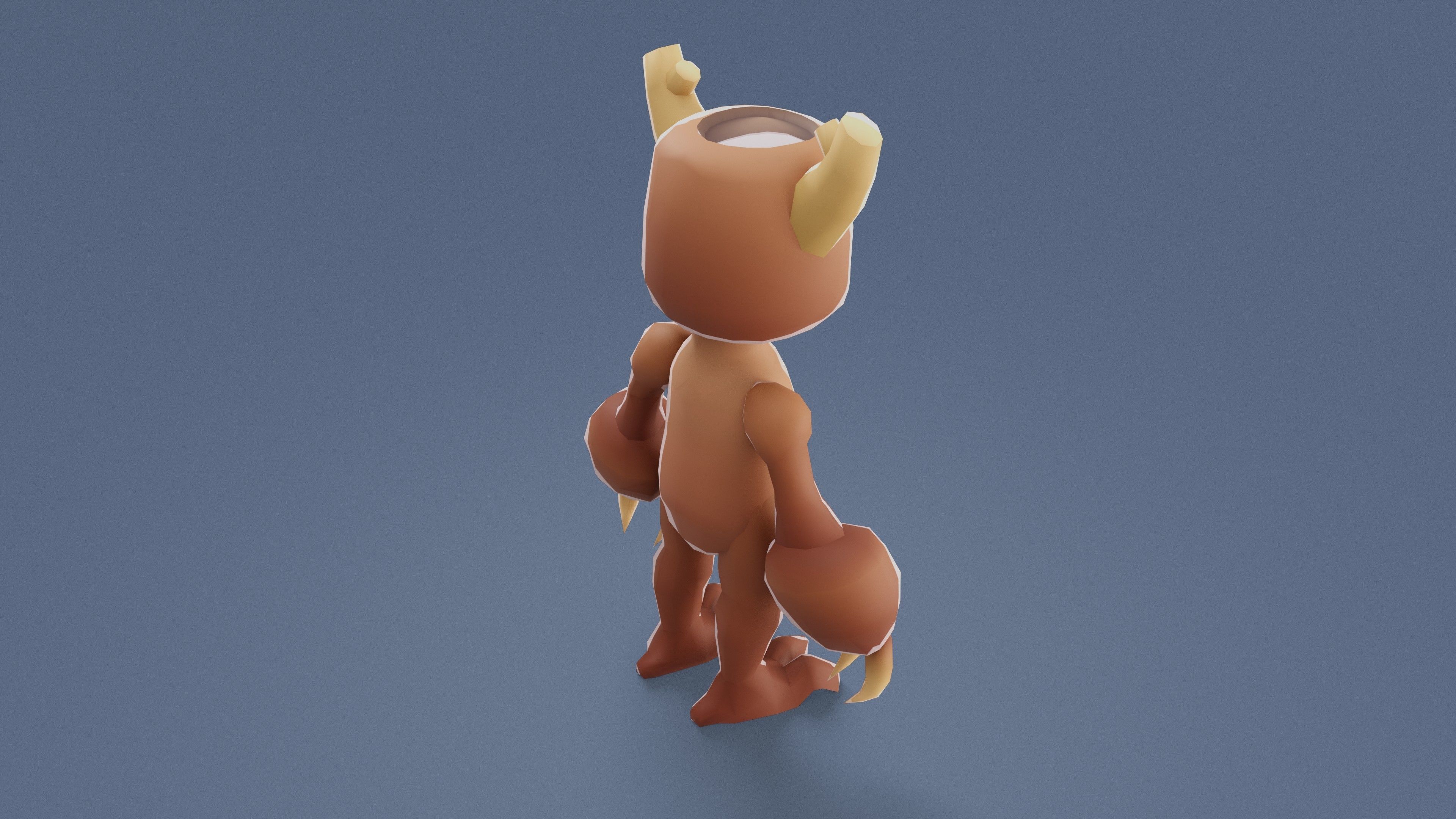 Cartoon Characters - Medium Woody Warrior Low-poly 3D model_5