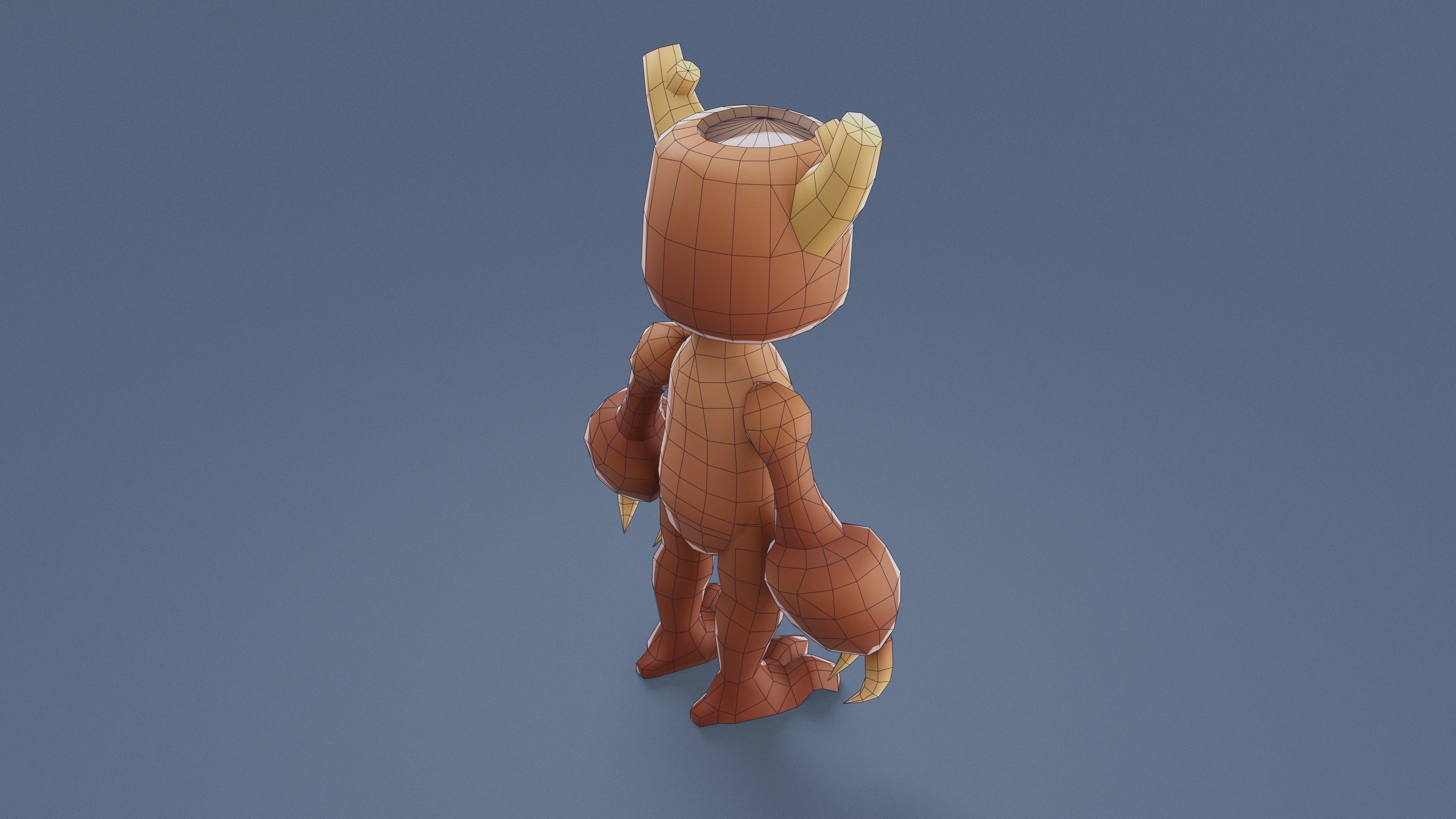 Cartoon Characters - Medium Woody Warrior Low-poly 3D model_16