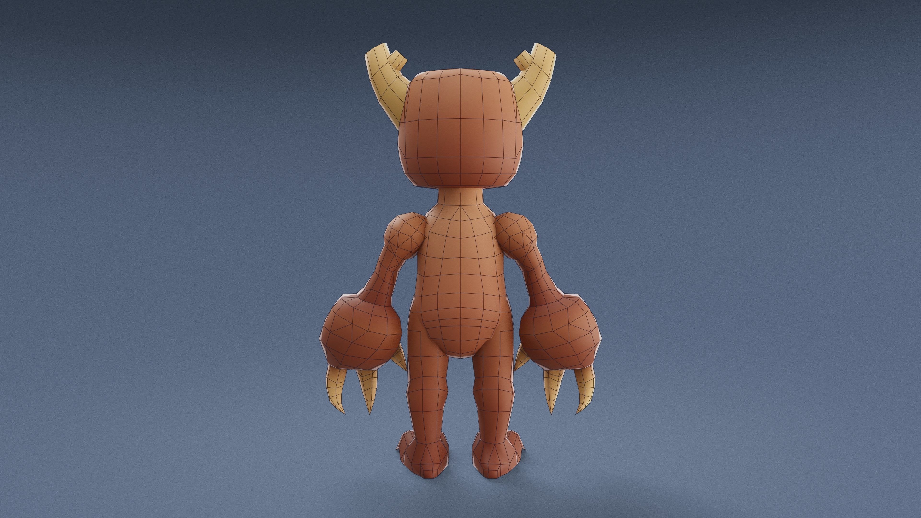 Cartoon Characters - Medium Woody Warrior Low-poly 3D model_20