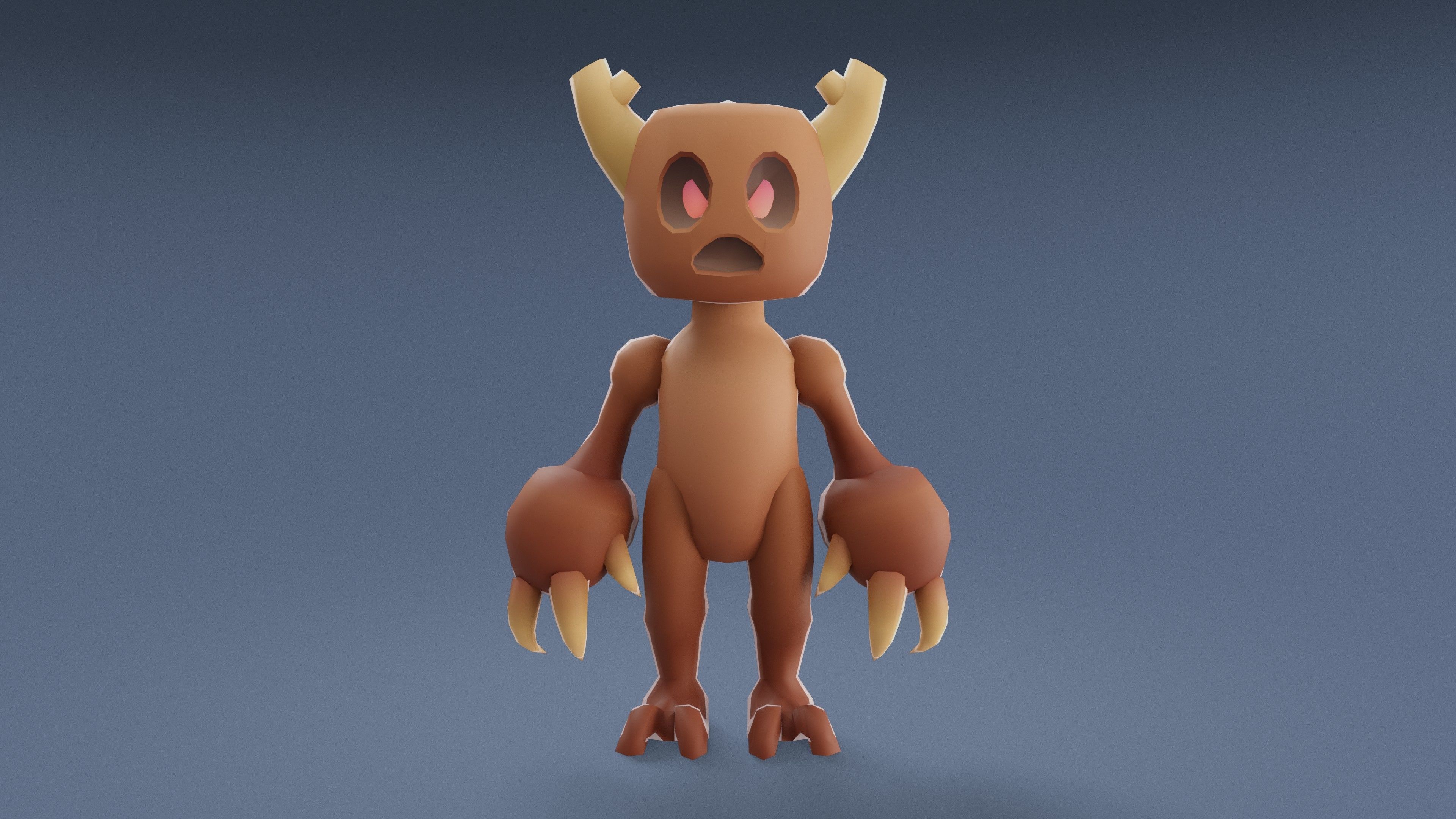 Cartoon Characters - Medium Woody Warrior Low-poly 3D model_12