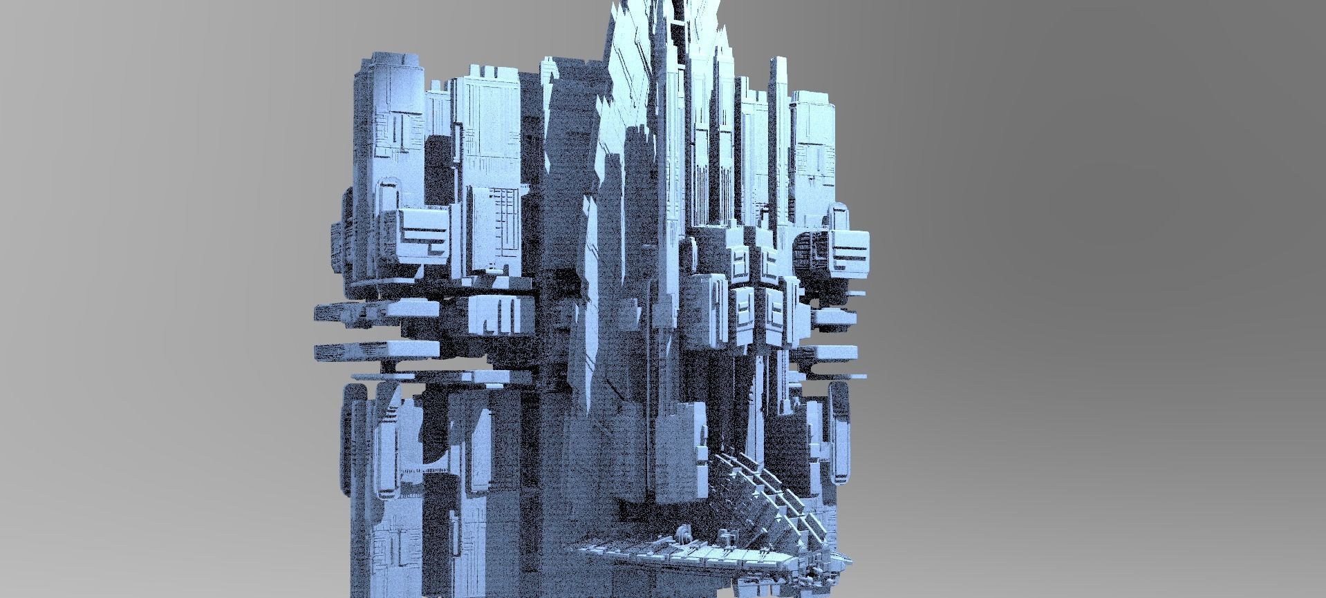 Sci-fi Alien Freighter Launcher 3D model_1