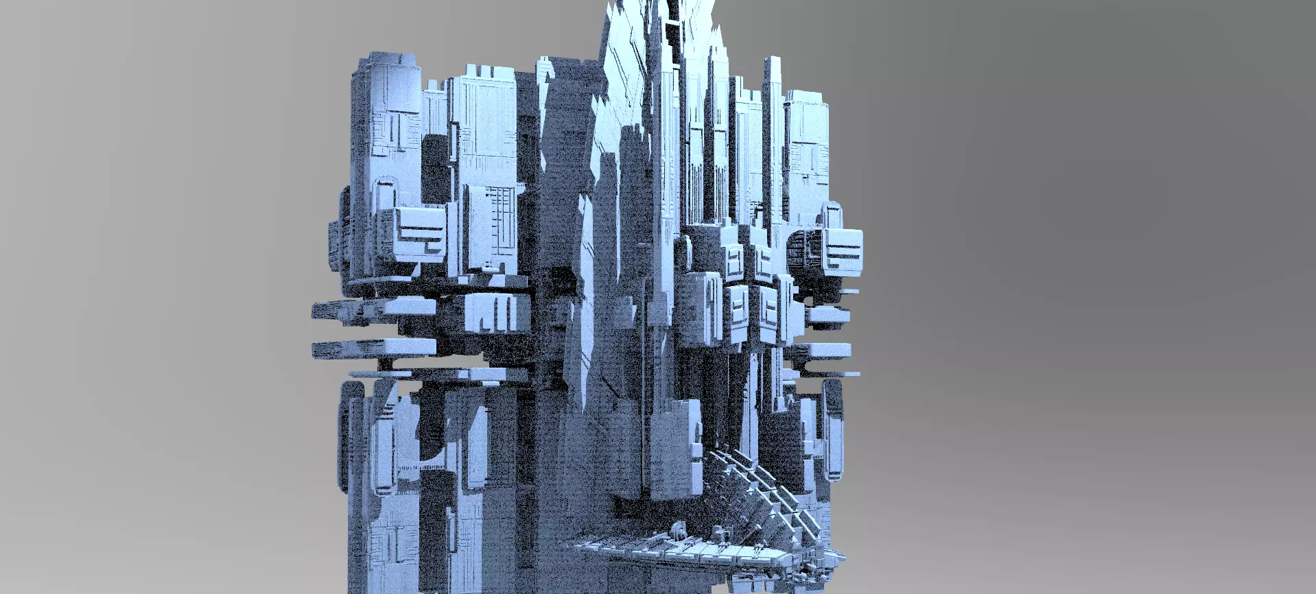 Sci-fi Alien Freighter Launcher 3D model_0