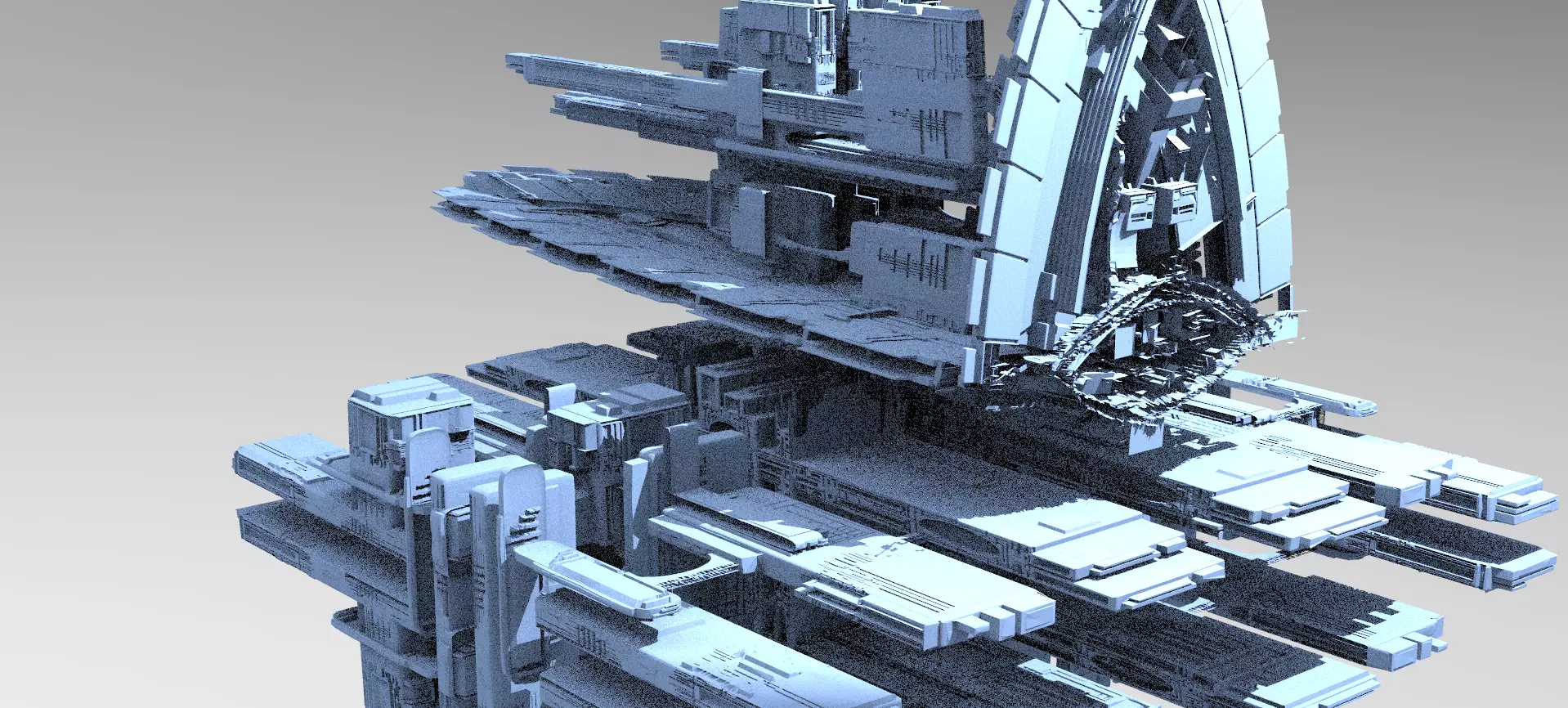 Sci-fi Alien Freighter Launcher 2 3D model