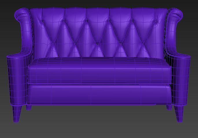 Contemporary sofa fabric and Wood Low-poly 3D model_6