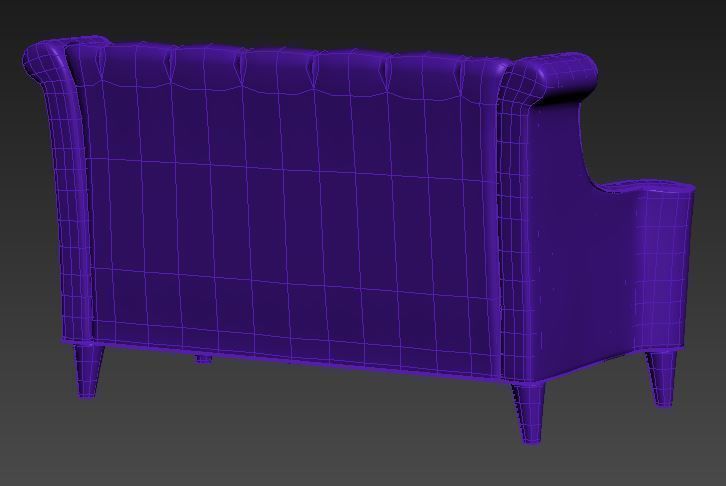 Contemporary sofa fabric and Wood Low-poly 3D model_11