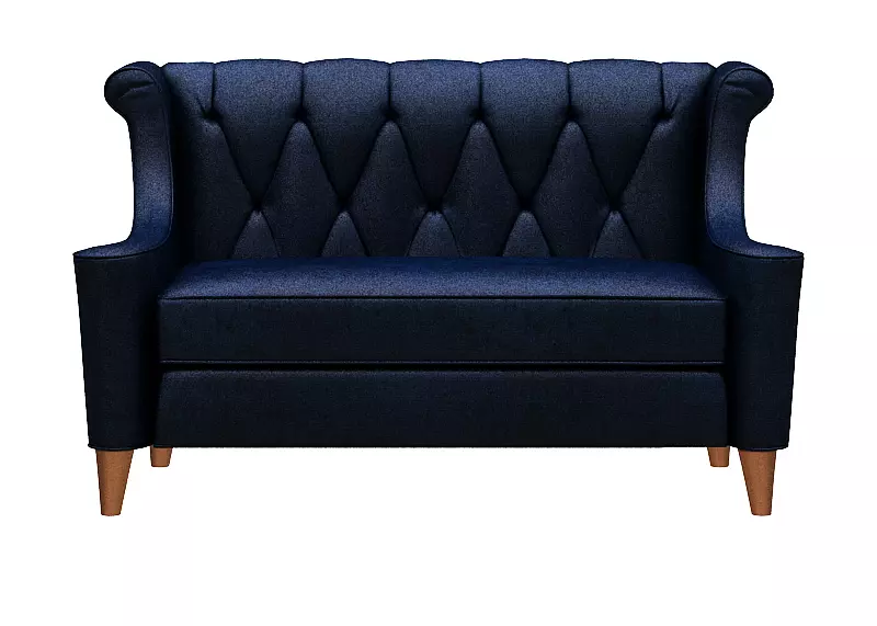 Contemporary sofa fabric and Wood Low-poly 3D model_0