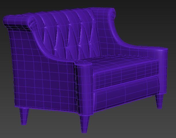 Contemporary sofa fabric and Wood Low-poly 3D model_8