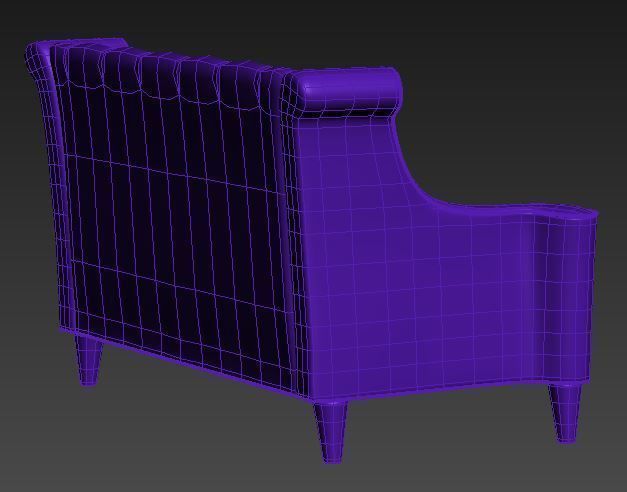 Contemporary sofa fabric and Wood Low-poly 3D model_10