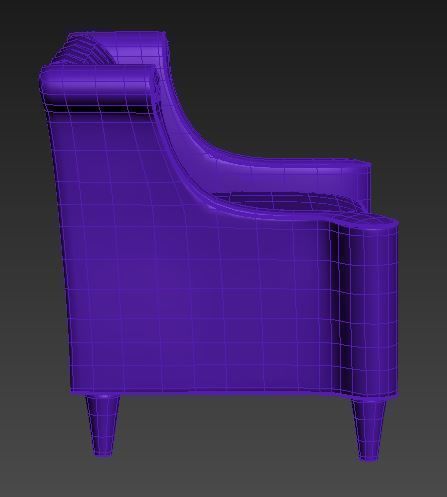 Contemporary sofa fabric and Wood Low-poly 3D model_9