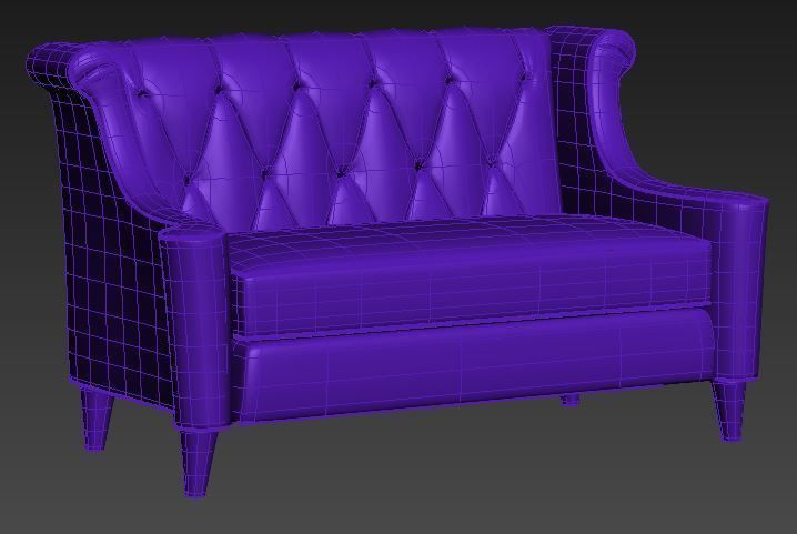 Contemporary sofa fabric and Wood Low-poly 3D model_7
