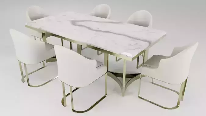 White Marble Dining Set