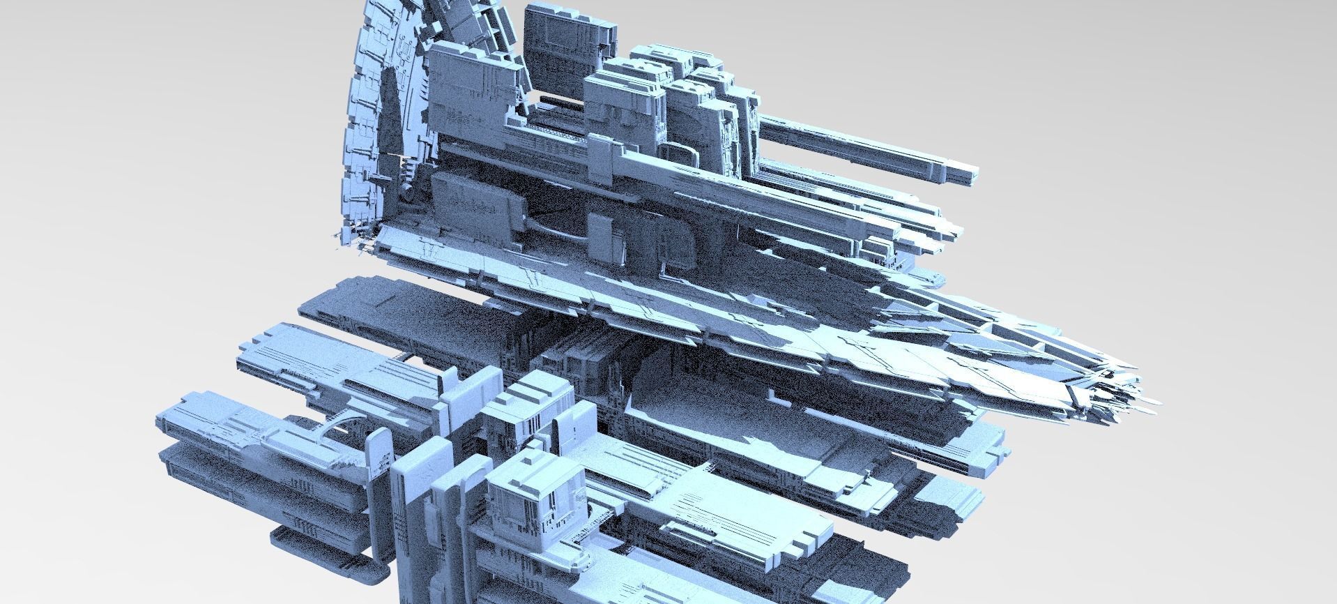 Sci-fi Alien Freighter Launcher 3  3D model_1